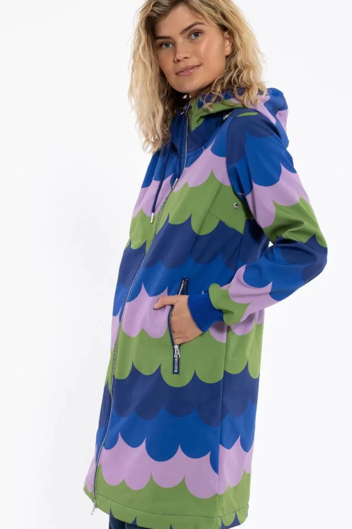 Dame Danefæ Danejane Giacca Softshell - Verde Oliva/Viola Chiaro con Effetto Nuvole Soffici