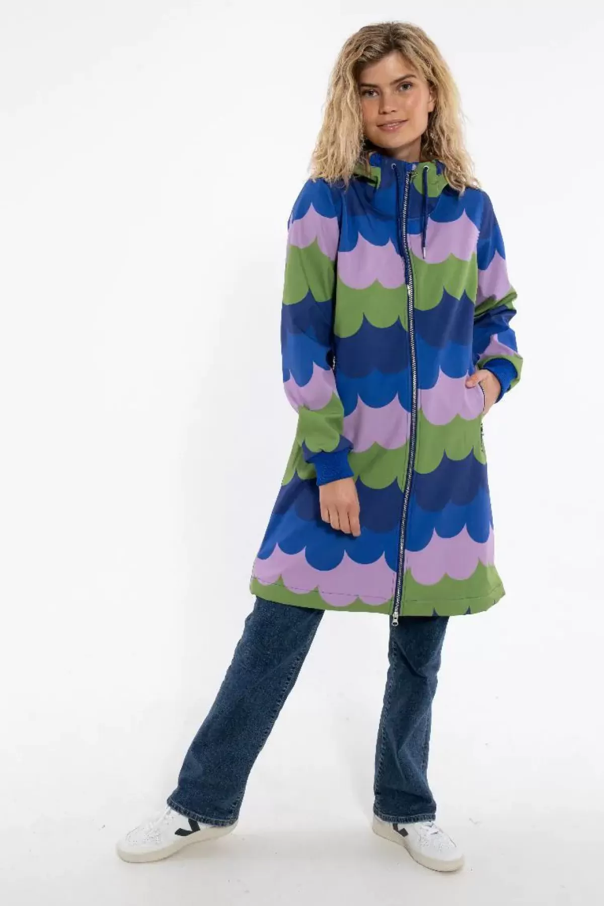 Dame Danefæ Danejane Giacca Softshell - Verde Oliva/Viola Chiaro con Effetto Nuvole Soffici