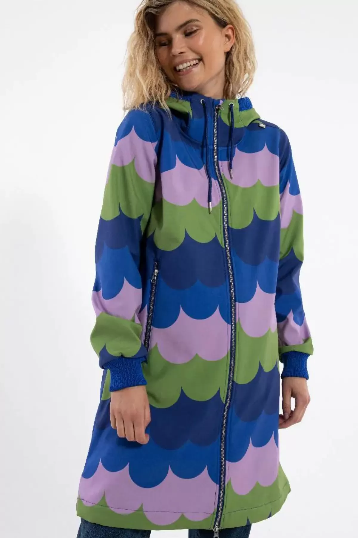 Dame Danefæ Danejane Giacca Softshell - Verde Oliva/Viola Chiaro con Effetto Nuvole Soffici