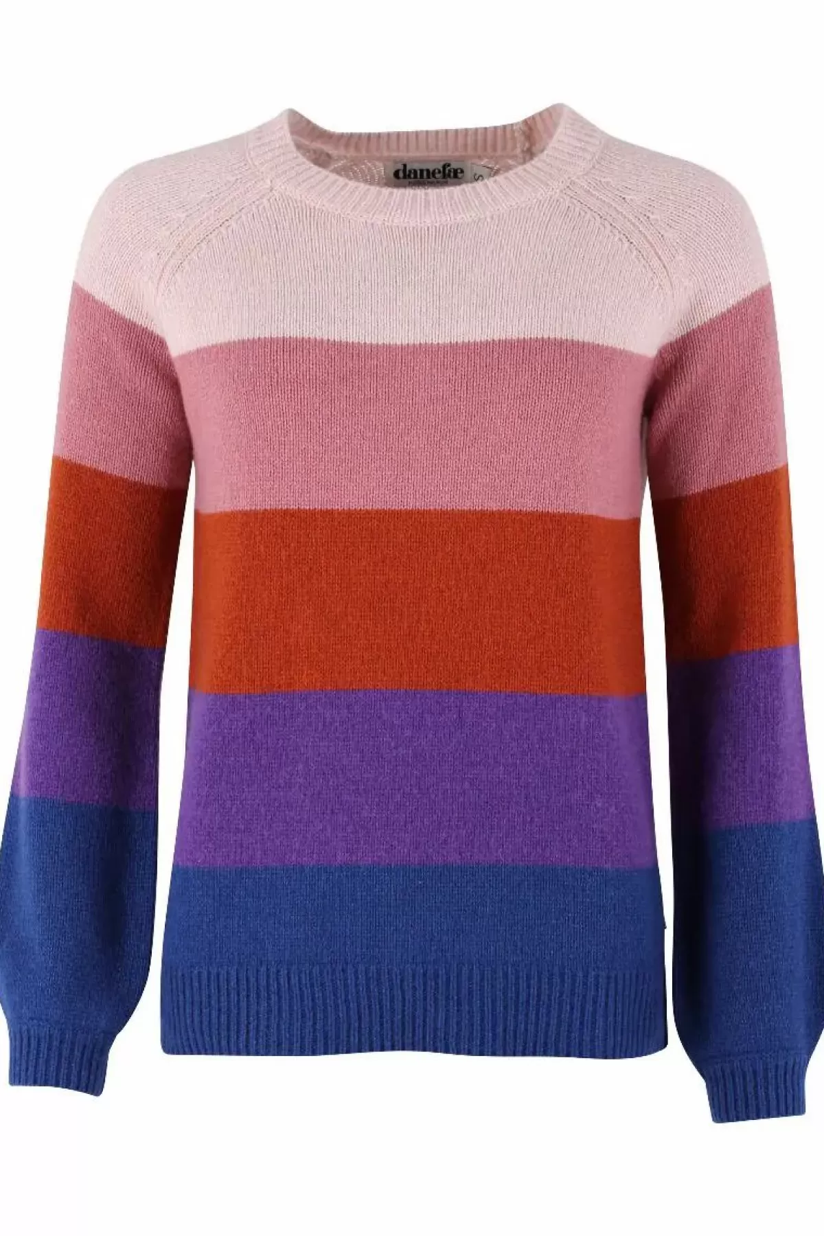 Maglione in Lana Danelisa Dame Danefæ - Beige Rosato con Motivo Floreale in Borgogna, Rosa Antico e Lilla