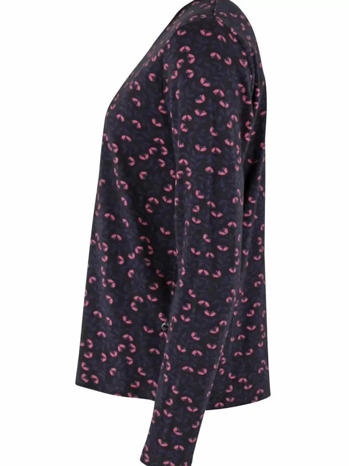 Dame Danefæ Danelotte - Maglietta Donna in Viscosa Slub, Tonalità Nero/Grigio Antracite con Motivi Floreali Viola