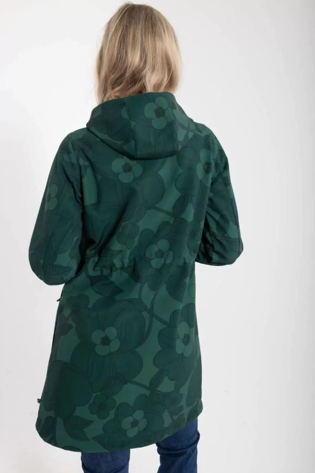 Danemarianne Dama Bohemien - Giacca Tecnica Confortevole Foresta Verde con Motivo Fioritura Viva