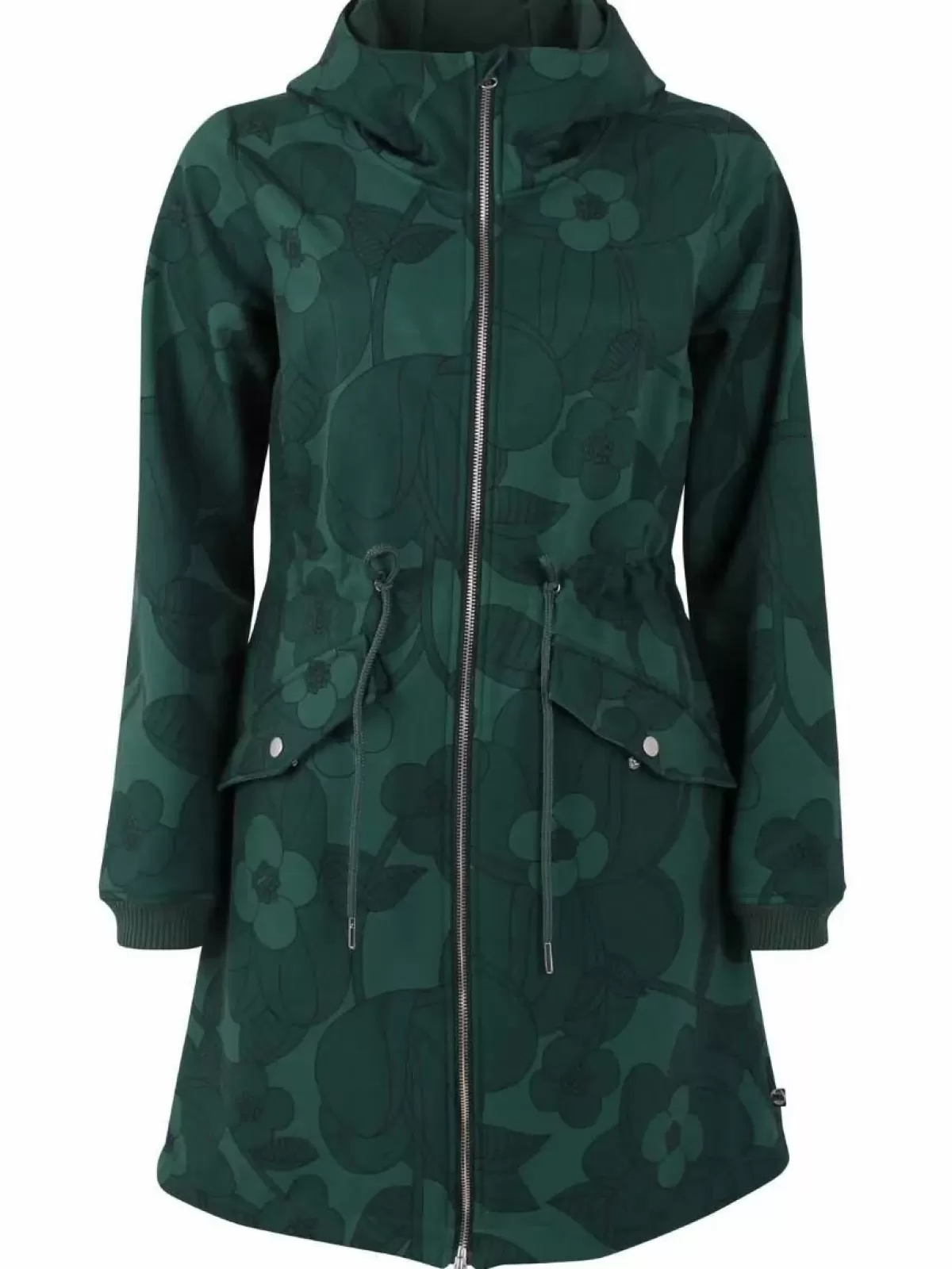 Danemarianne Dama Bohemien - Giacca Tecnica Confortevole Foresta Verde con Motivo Fioritura Viva