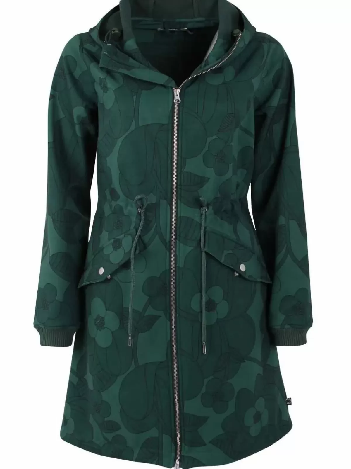 Danemarianne Dama Bohemien - Giacca Tecnica Confortevole Foresta Verde con Motivo Fioritura Viva