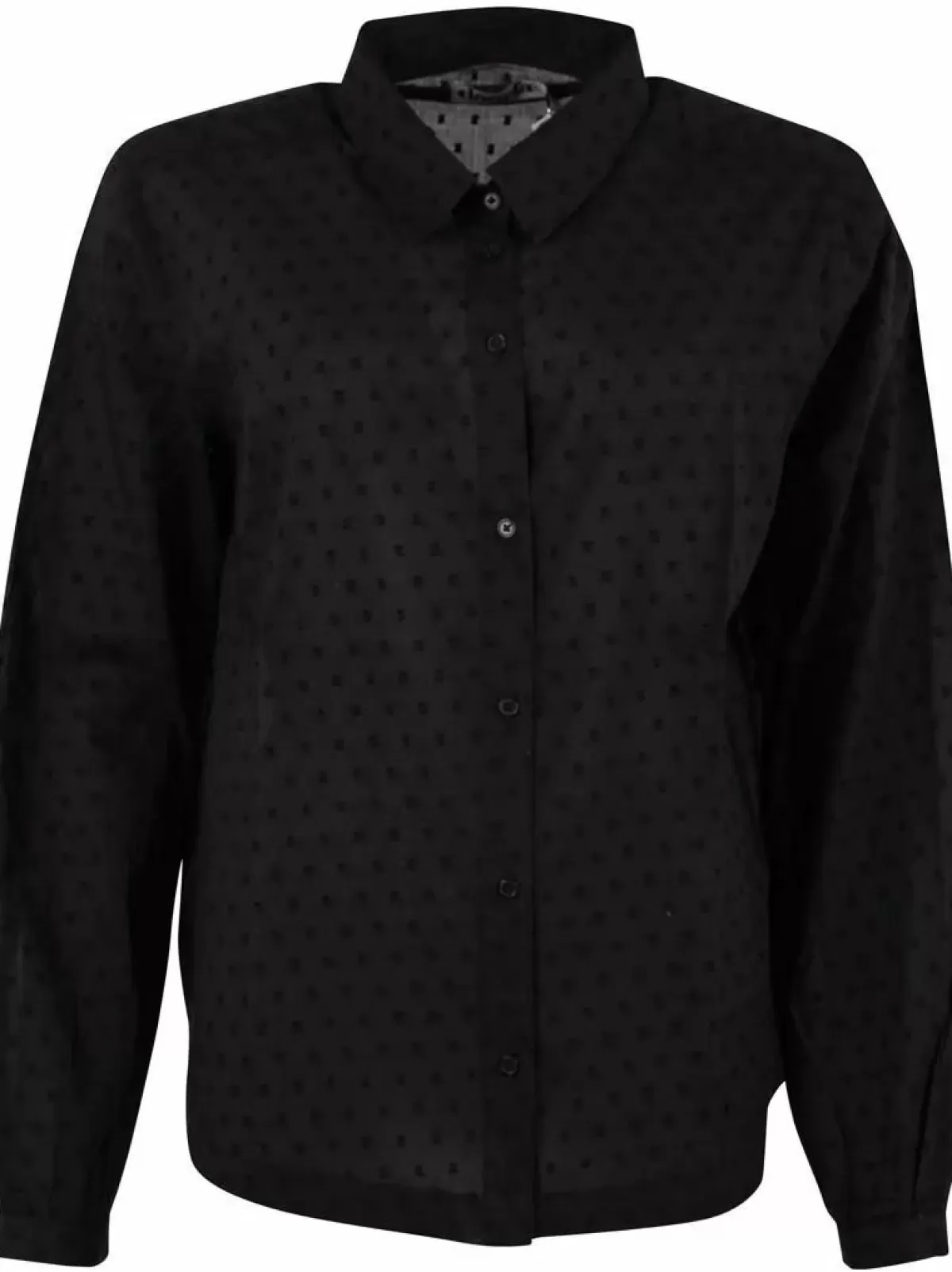 Dame Danefæ Danenovember Camicia Casual in Cotone con Motivo Puntinato, Nero