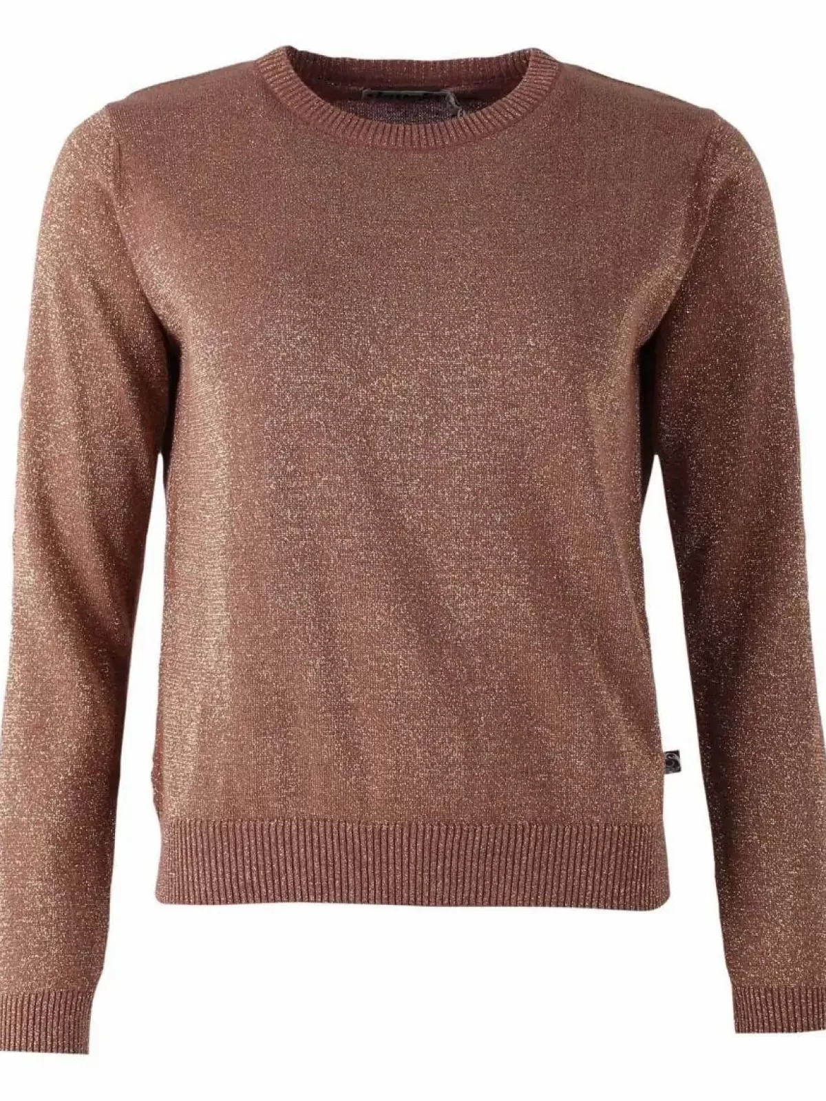 Maglia con Scollo a V Danefæ - Rosa Sabbia e Perlage Scintillanti con Riflessi Oro