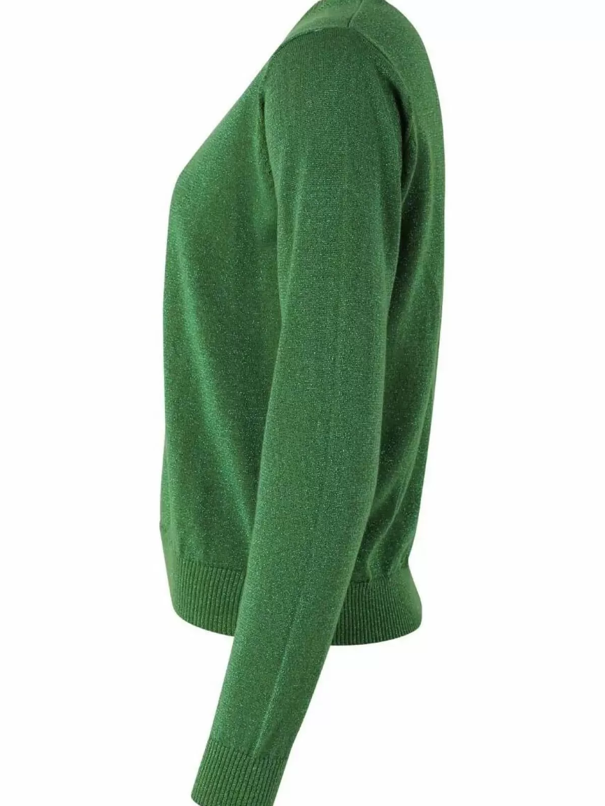 Maglione Autunnale Dame Danefæ con Scintillii Verde Giungla - Intreccio Brillante di Luce e Fogliame