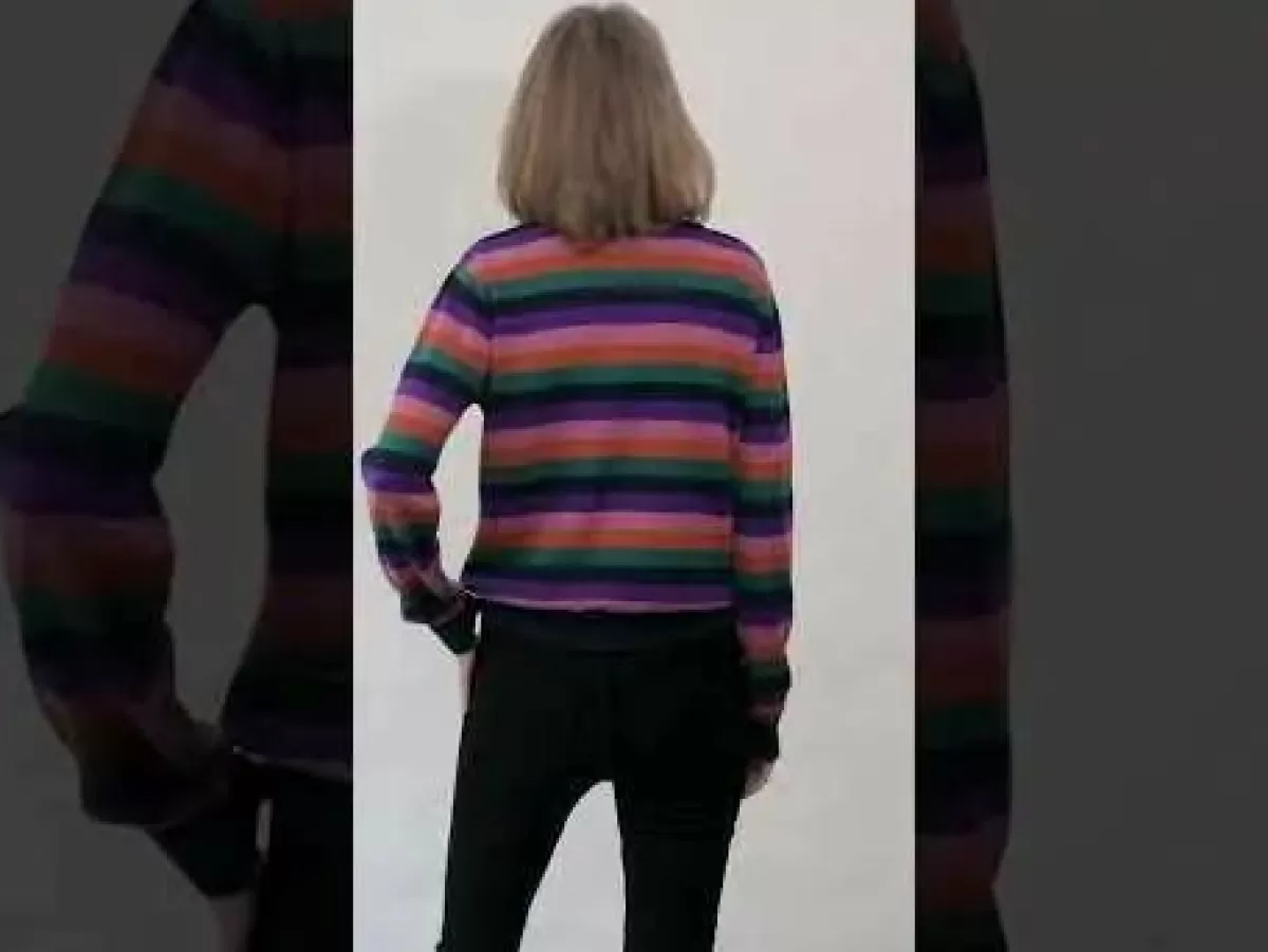 Maglione Elegante in Pura Lana con Rifiniture a Perla – Stile Unico e Fantasia Multicolor | Collezione Dame Danefæ