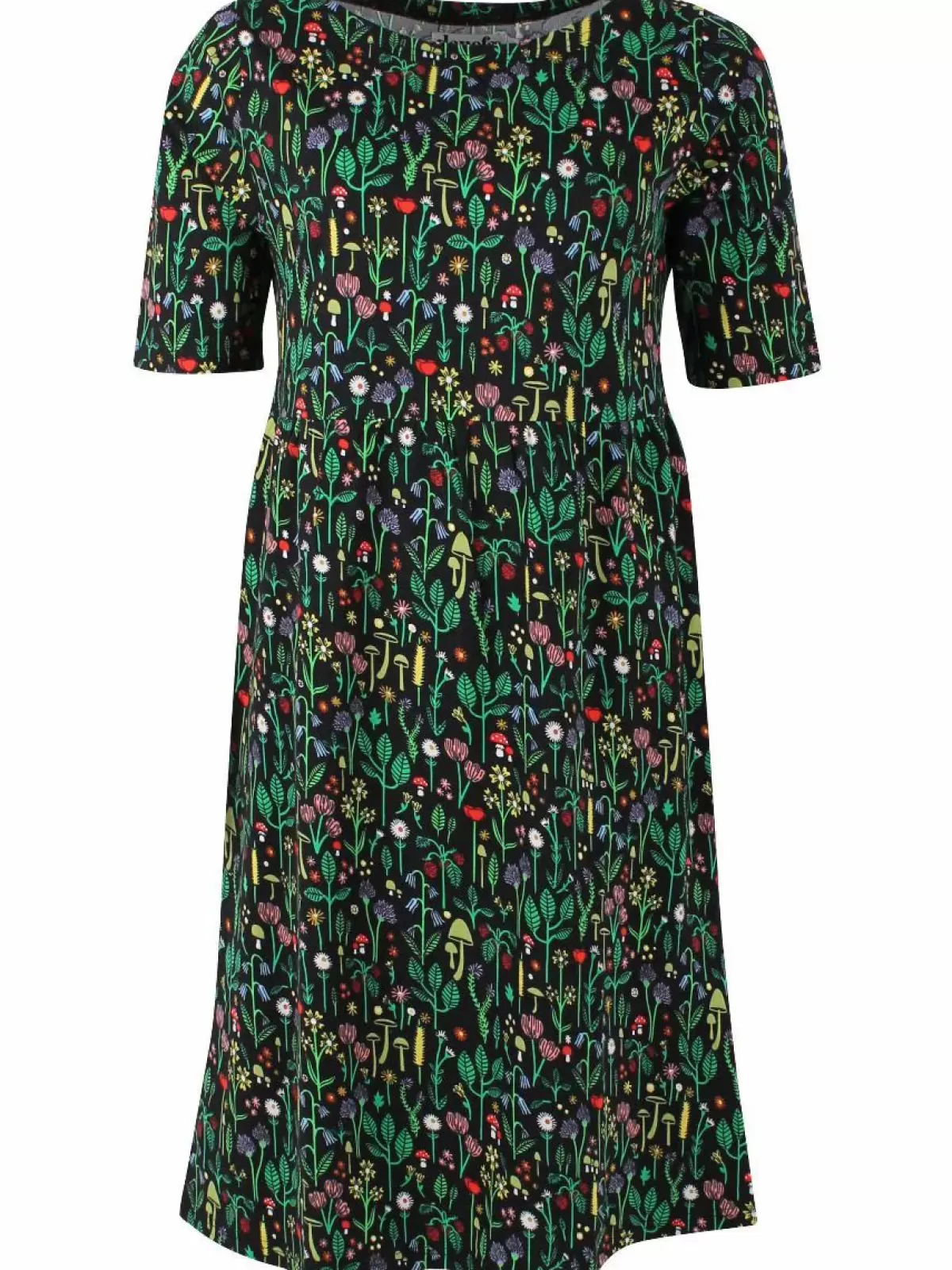 DanePoppy Abito Elegante Nero Intenso con Tocco Botanico Floreale