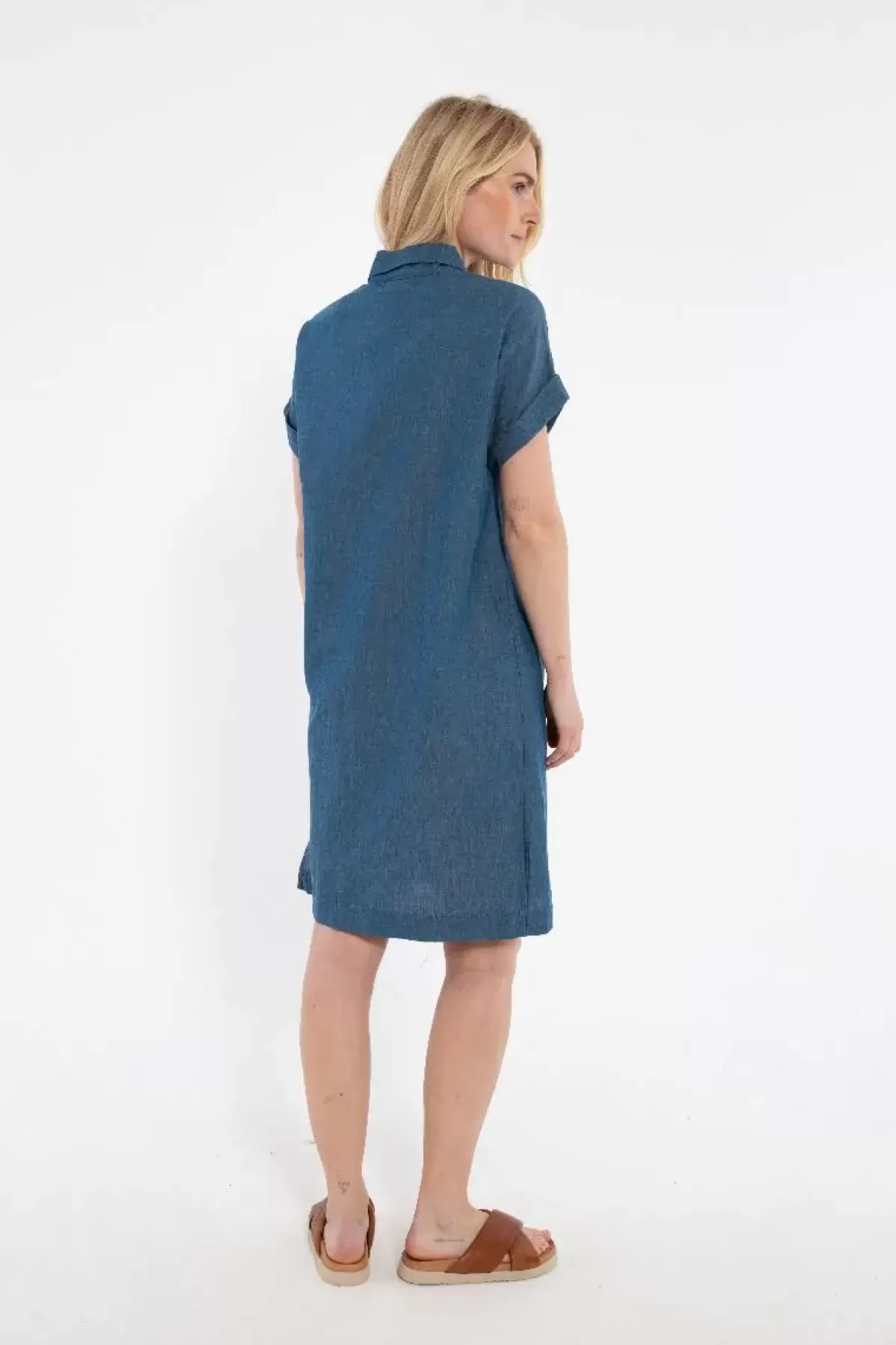 Abito Chambray Donna Blu Indaco Scuro - Danerrand Design Elegante con Tocco Vintage