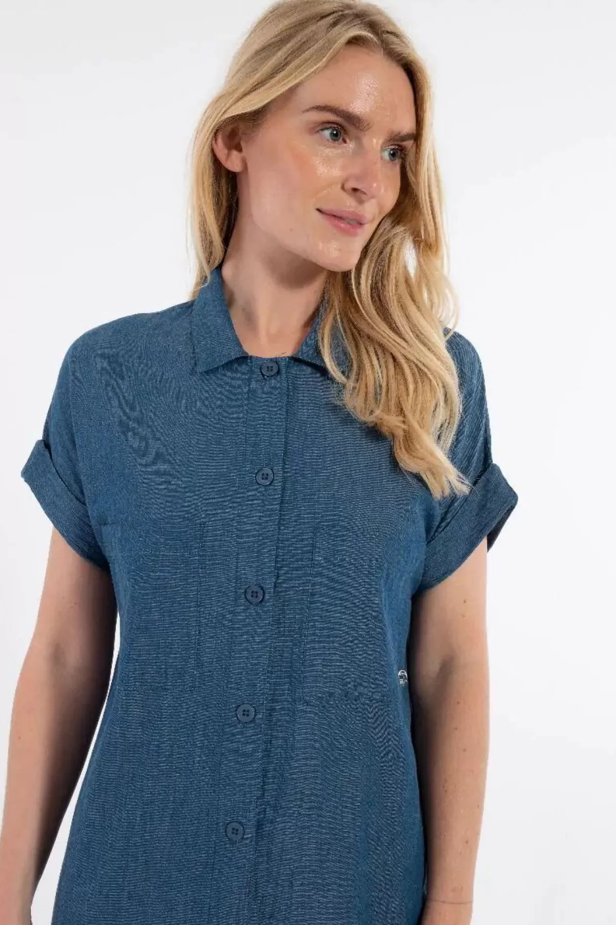 Abito Chambray Donna Blu Indaco Scuro - Danerrand Design Elegante con Tocco Vintage