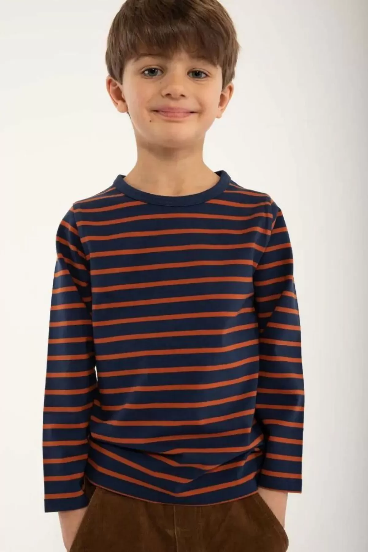 Børn Danefæ - Maglietta Casual con Stile Marinaresco, Blu Navy/Rosso Mattone per Giovani Esploratori

(，，，，，)