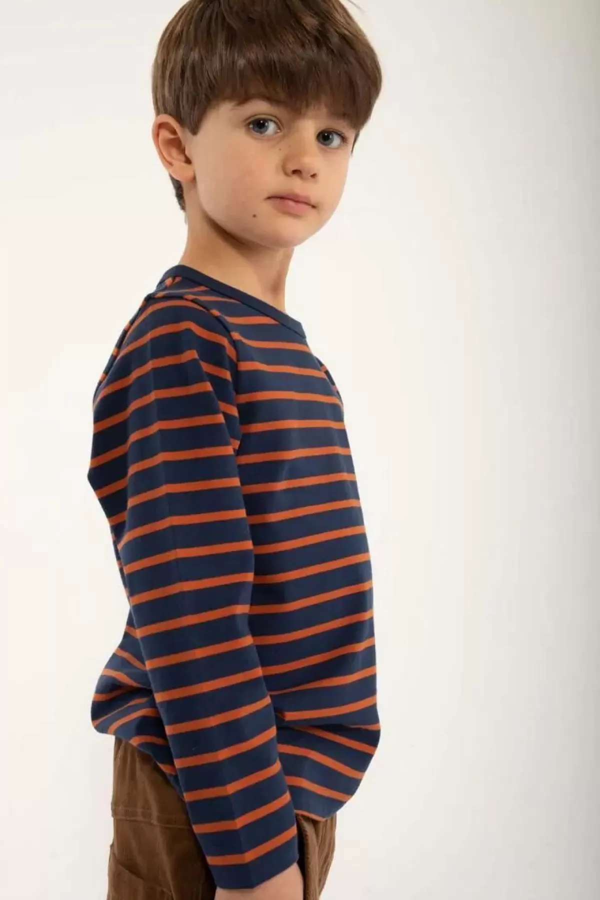 Børn Danefæ - Maglietta Casual con Stile Marinaresco, Blu Navy/Rosso Mattone per Giovani Esploratori

(，，，，，)