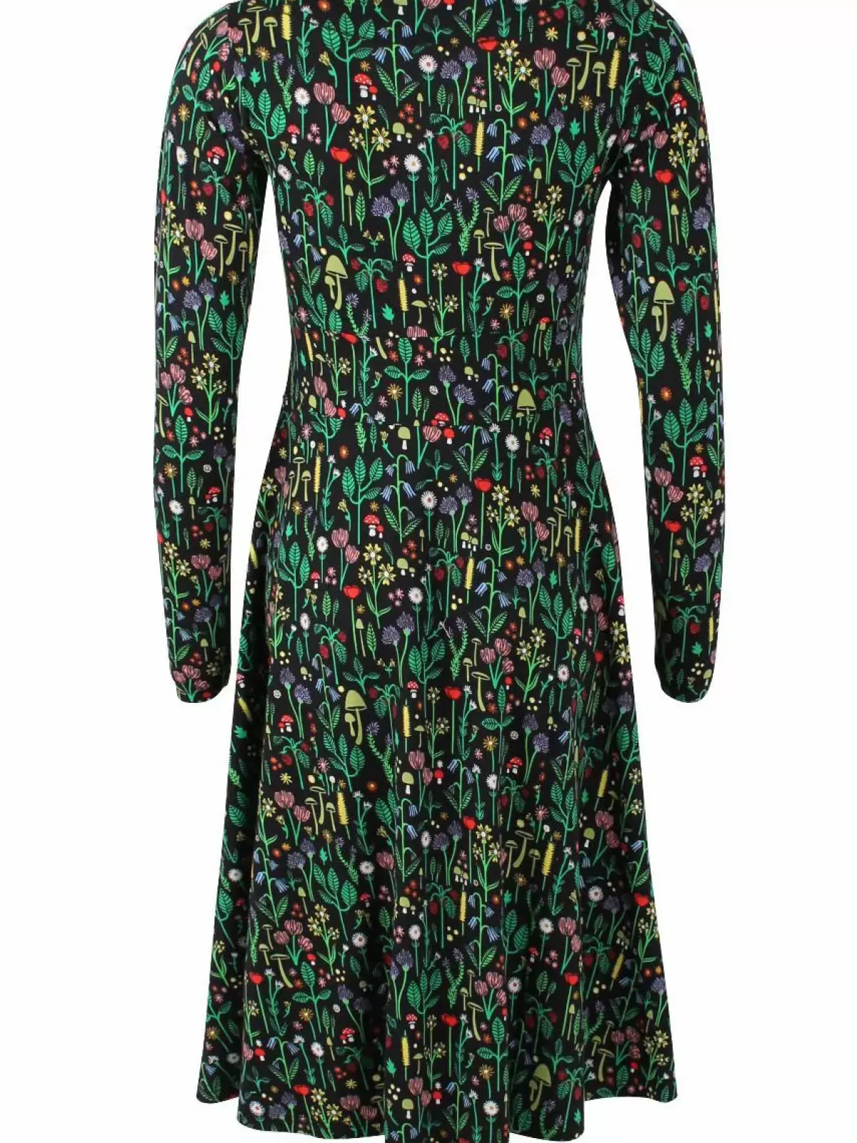 Danesi Grid - Vestito in Cotone Nero con Motivi Botanici, Linea Dame Danefæ