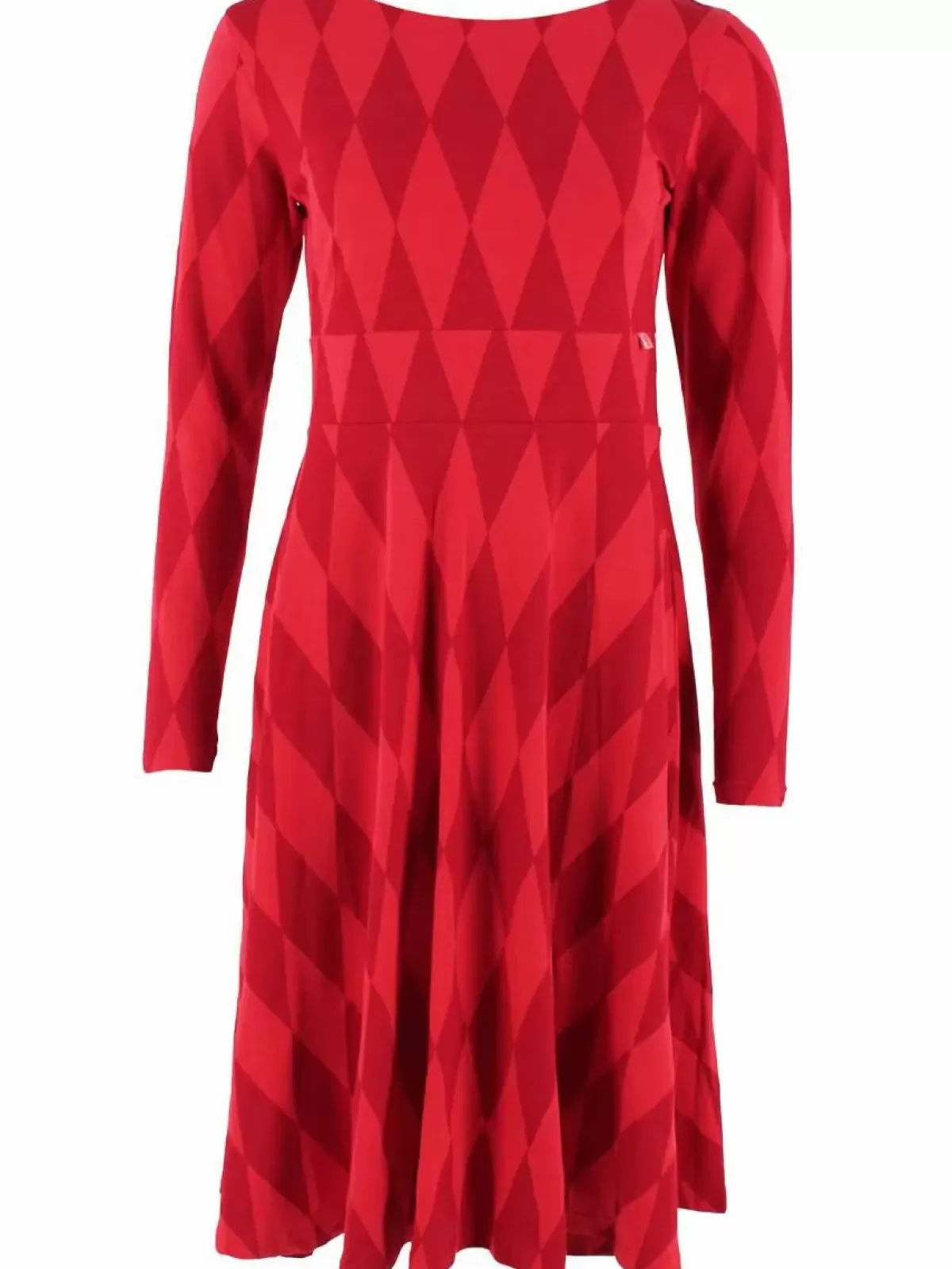 Dame Danefæ Abito Danesigrid in Cotone Borgogna con Motivo Diamanti - Vestito Estivo Elegante a Manica Corta