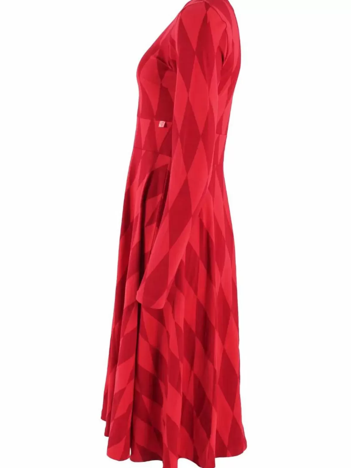 Dame Danefæ Abito Danesigrid in Cotone Borgogna con Motivo Diamanti - Vestito Estivo Elegante a Manica Corta
