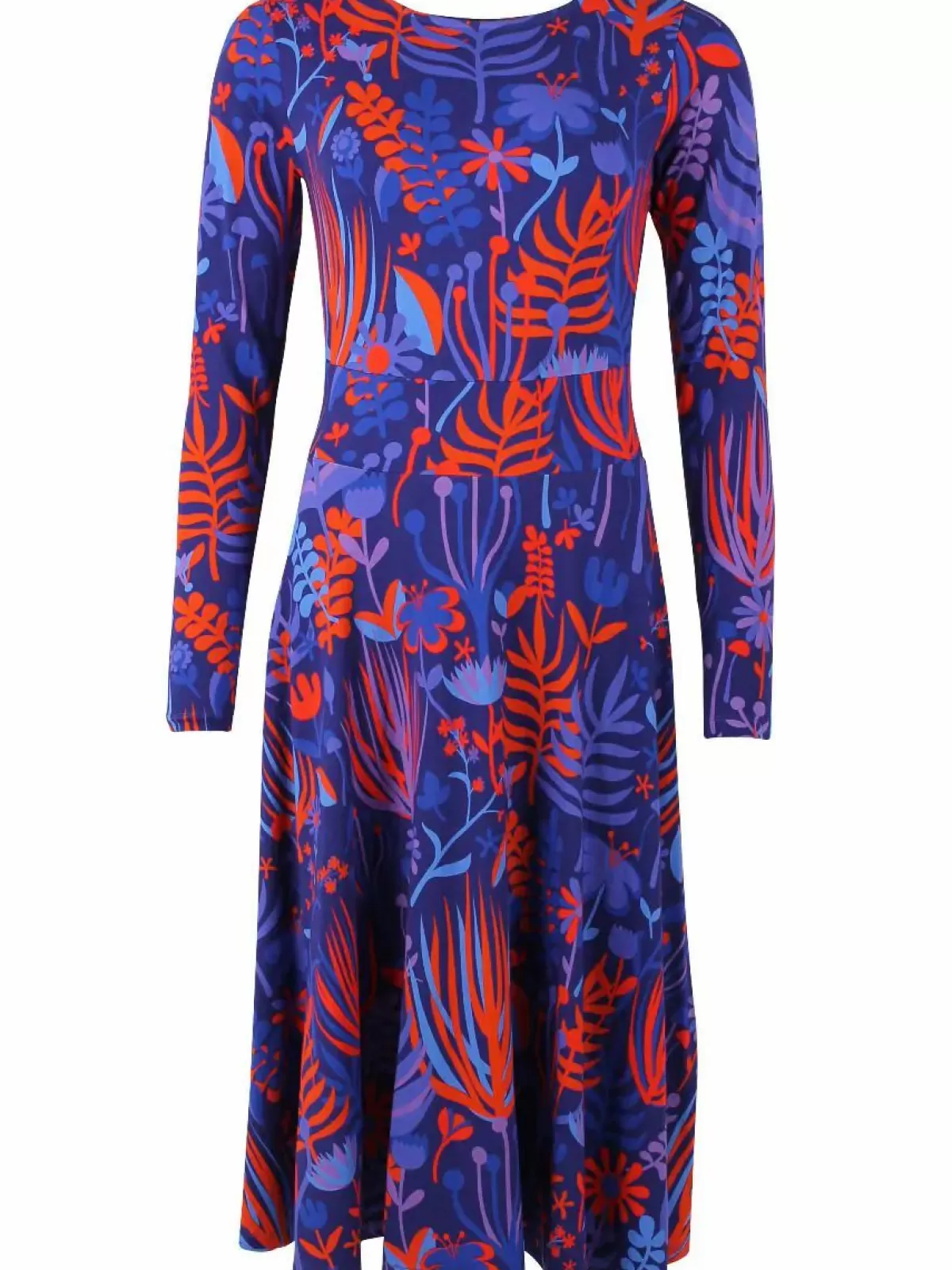 Abito estivo in viscosa blu marino con scollo a V - Dame Danefæ Danesigrid per escursioni 

(：，，，，
