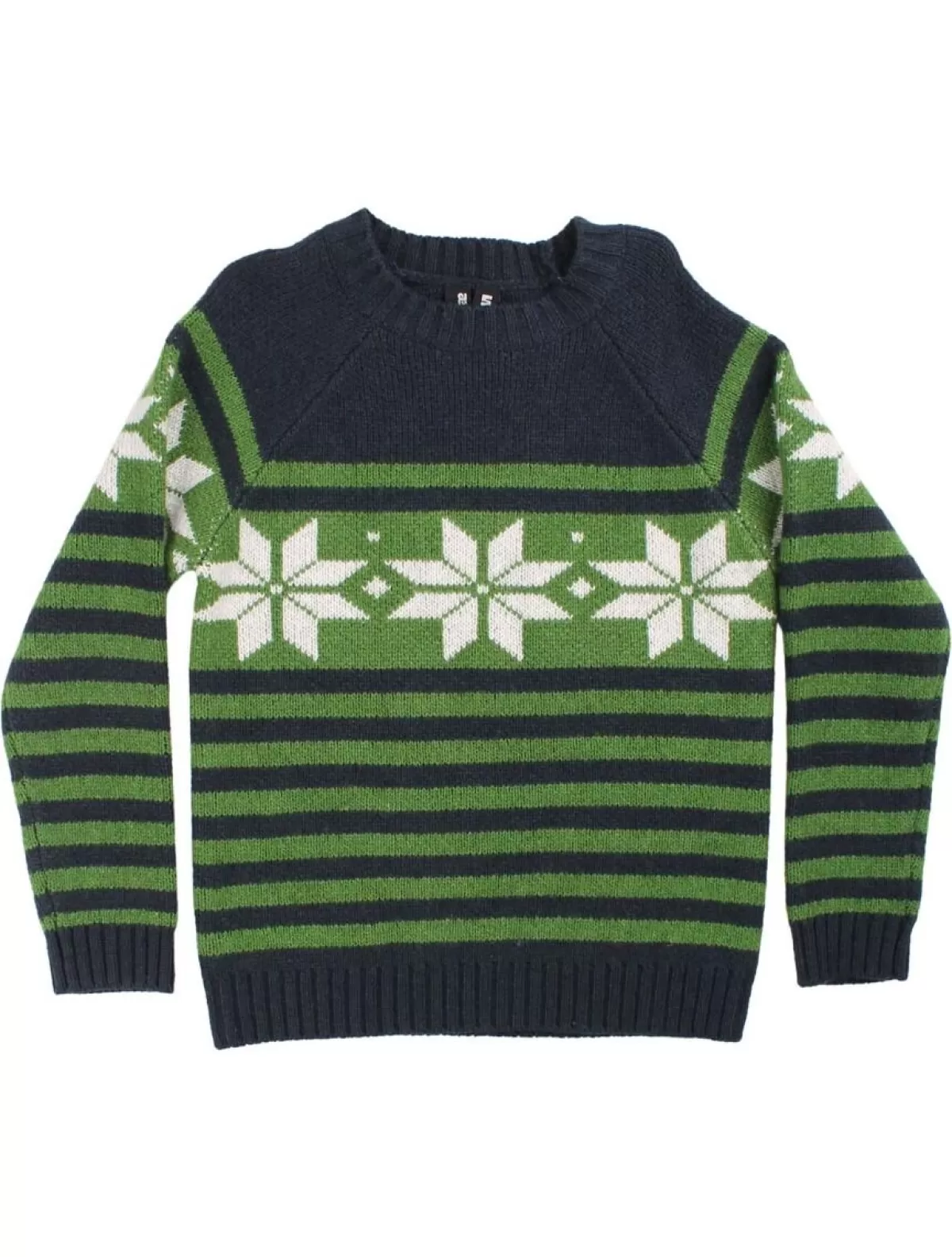 Nordic Daneslalom Maglione Unisex - Blu Navy Scuro con Dettagli in Foglia Autunnale e Gessetto | Stile Nordico Contemporaneo