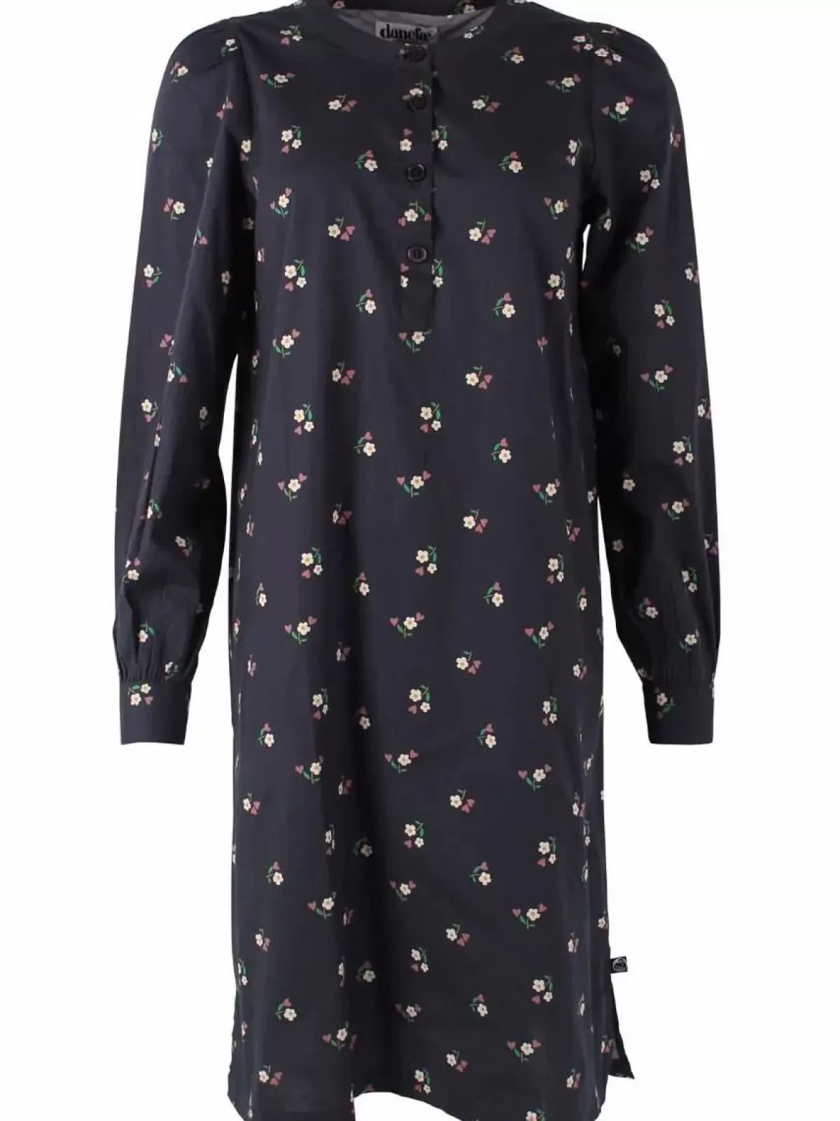 Danesocial by Dame Danefæ - Abito Elegante in Popeline Nero con Ricamo Floreale Mini, Stile Chic per Tutto il Giorno