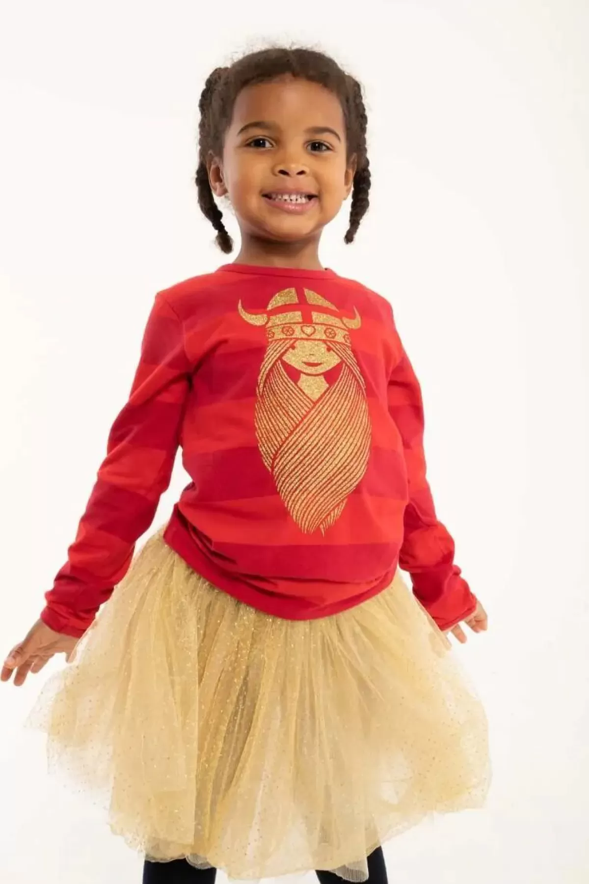 Maglietta Bambini Danefæ - Design Danesophie in Doppia Tonalità Rosso/Scarlatto - Collezione Freja DK Confortevole
