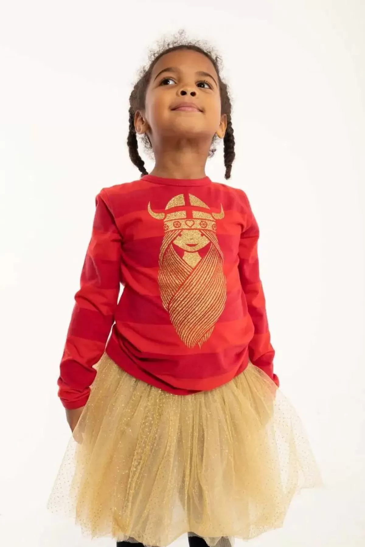 Maglietta Bambini Danefæ - Design Danesophie in Doppia Tonalità Rosso/Scarlatto - Collezione Freja DK Confortevole