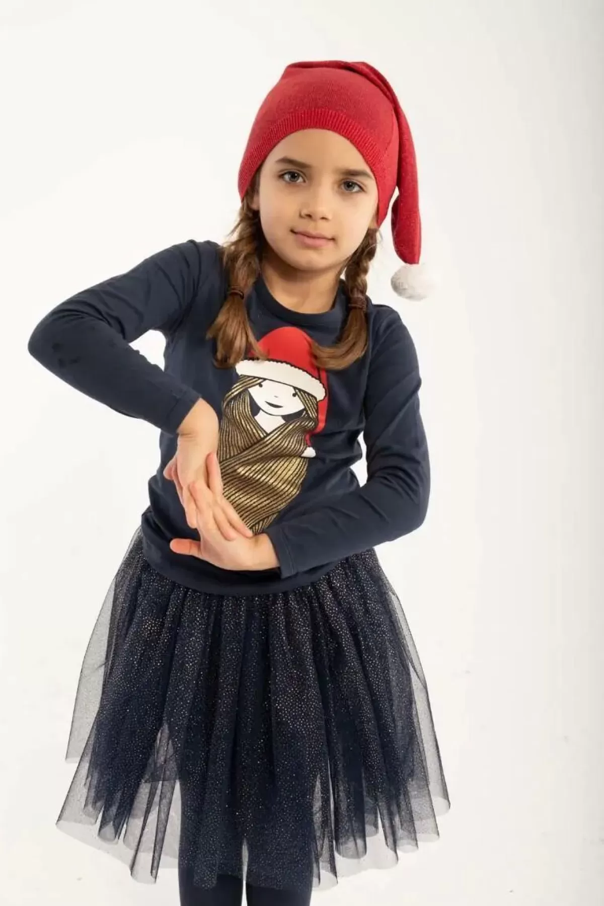 Gonna Ragazza Brillante con Glitter Blu Navy - Moda Bambina Danefæ Børn
