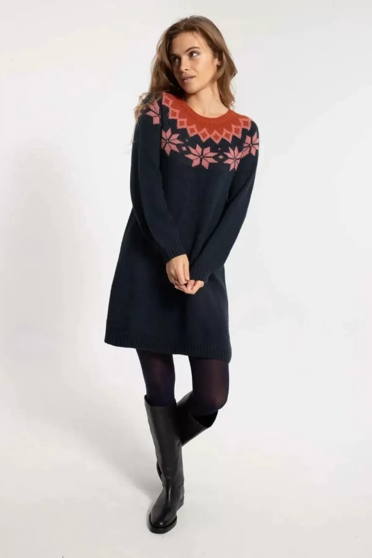 Abito Maglione in Lana Danefæ - Blu Notte, Rosa Antico e Terracotta | Moda Donna Autunno/Inverno