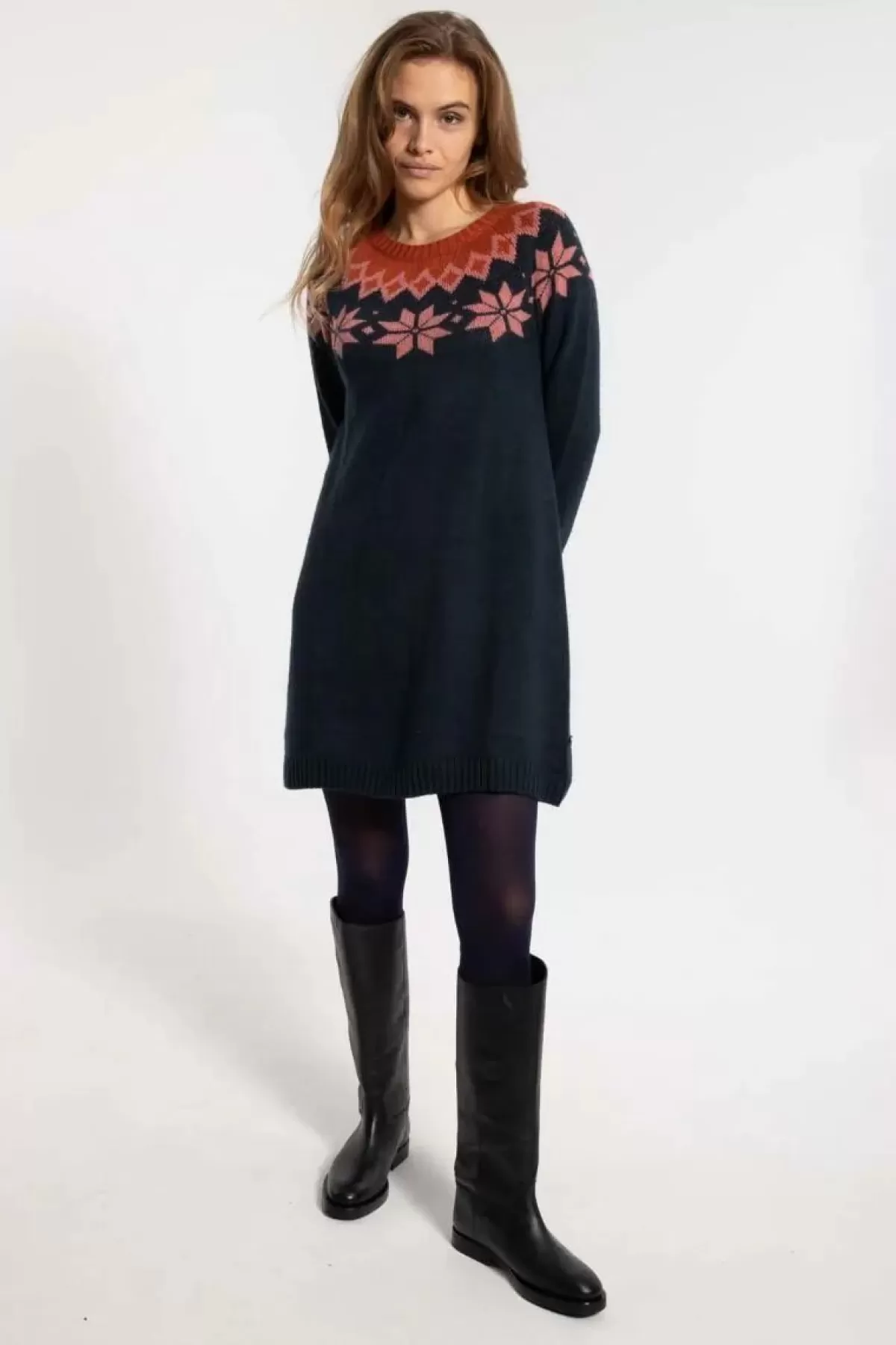 Abito Maglione in Lana Danefæ - Blu Notte, Rosa Antico e Terracotta | Moda Donna Autunno/Inverno