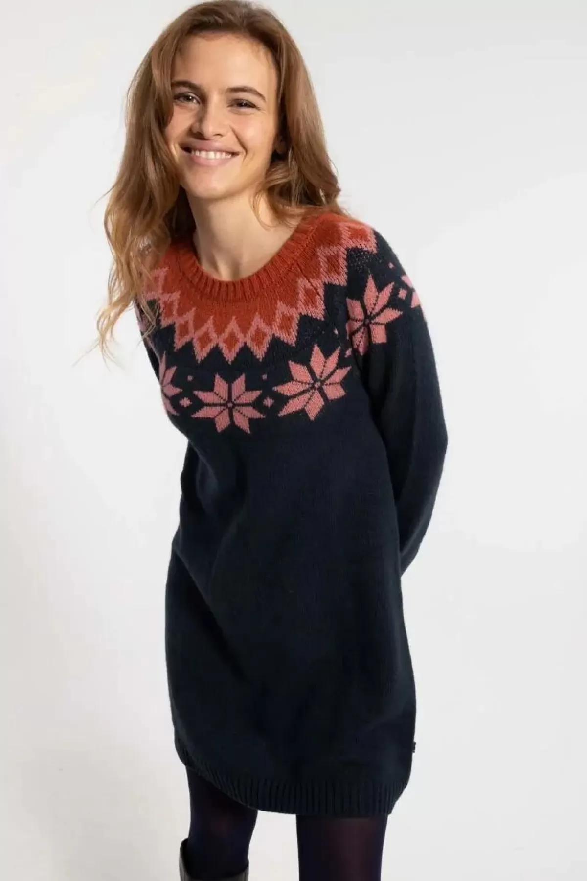 Abito Maglione in Lana Danefæ - Blu Notte, Rosa Antico e Terracotta | Moda Donna Autunno/Inverno