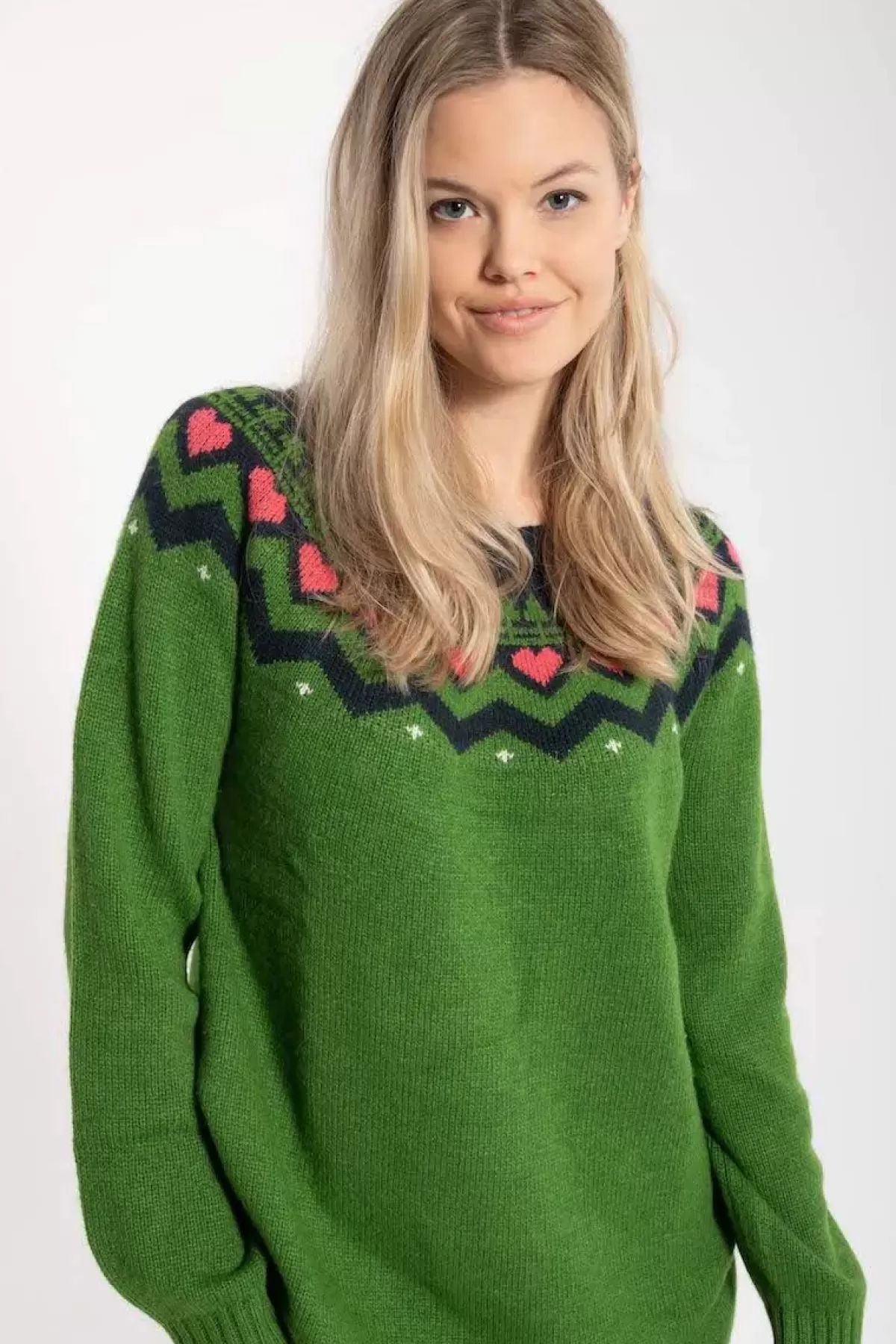Abito Maglione Autunno/Inverno Dame Danefæ - Lana Pregiata Verde Bosco/Blu Navy/Lampone - Confortevole ed Elegante per Stagioni Fredde