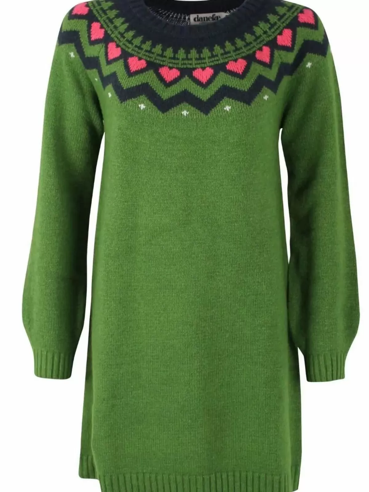Abito Maglione Autunno/Inverno Dame Danefæ - Lana Pregiata Verde Bosco/Blu Navy/Lampone - Confortevole ed Elegante per Stagioni Fredde