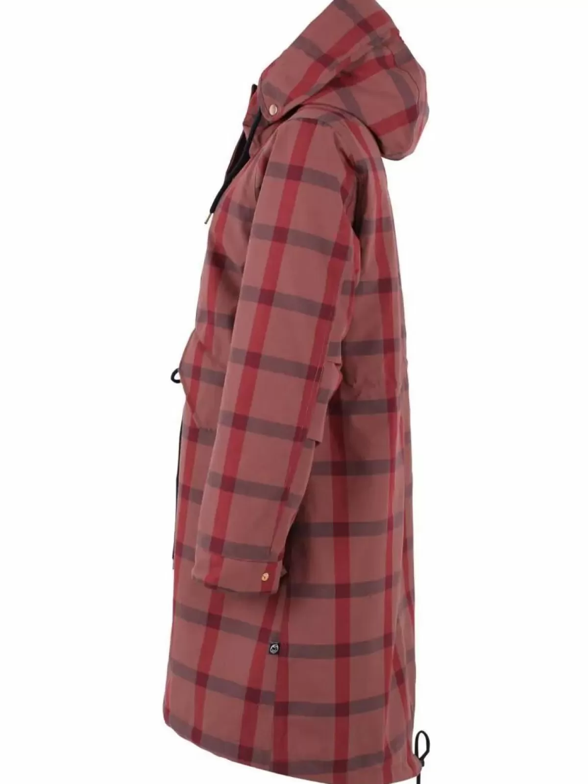Elegante Parka Invernale Donna Danesvaneke - Fantasia Quadri con Sfumature Rosa Chiaro, Blu Notte e Borgogna