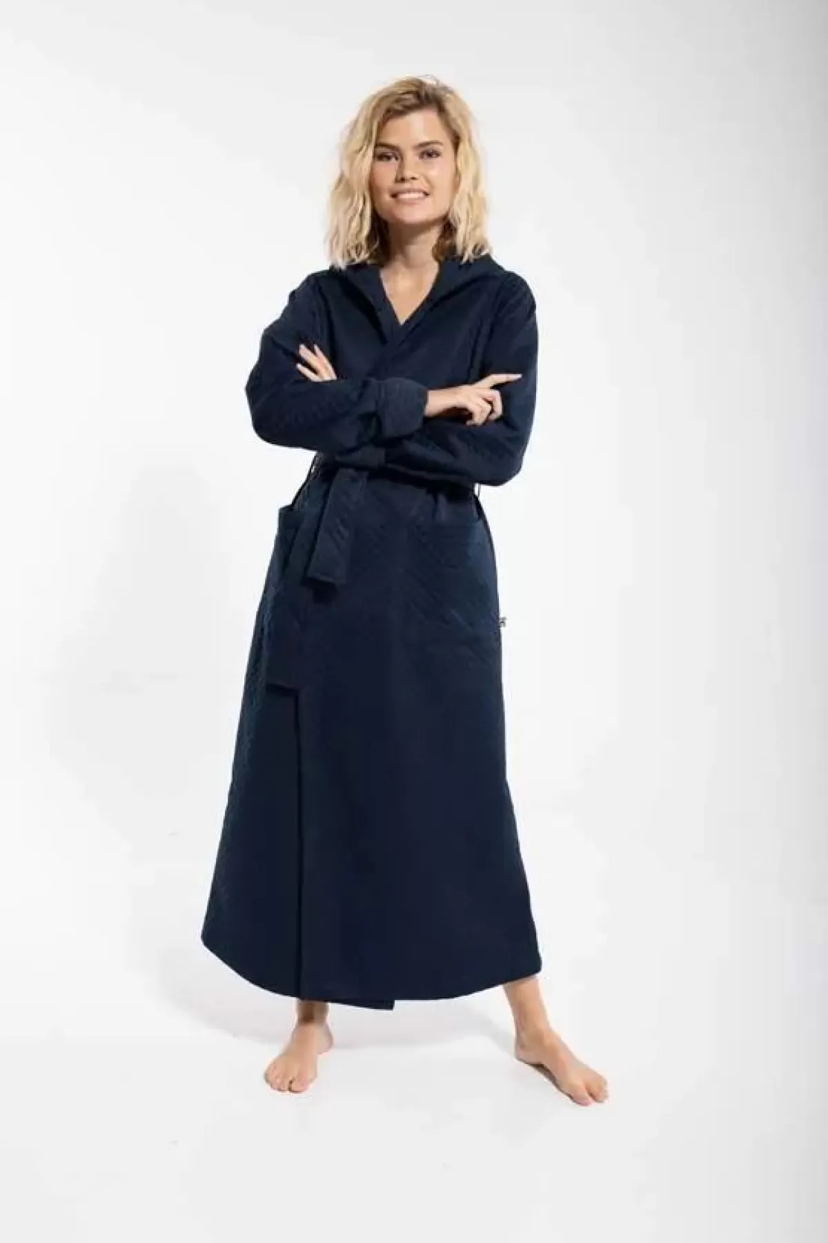 Veste Elegante Dan Viking con Cappuccio - Blu Notte Opaco per Donna