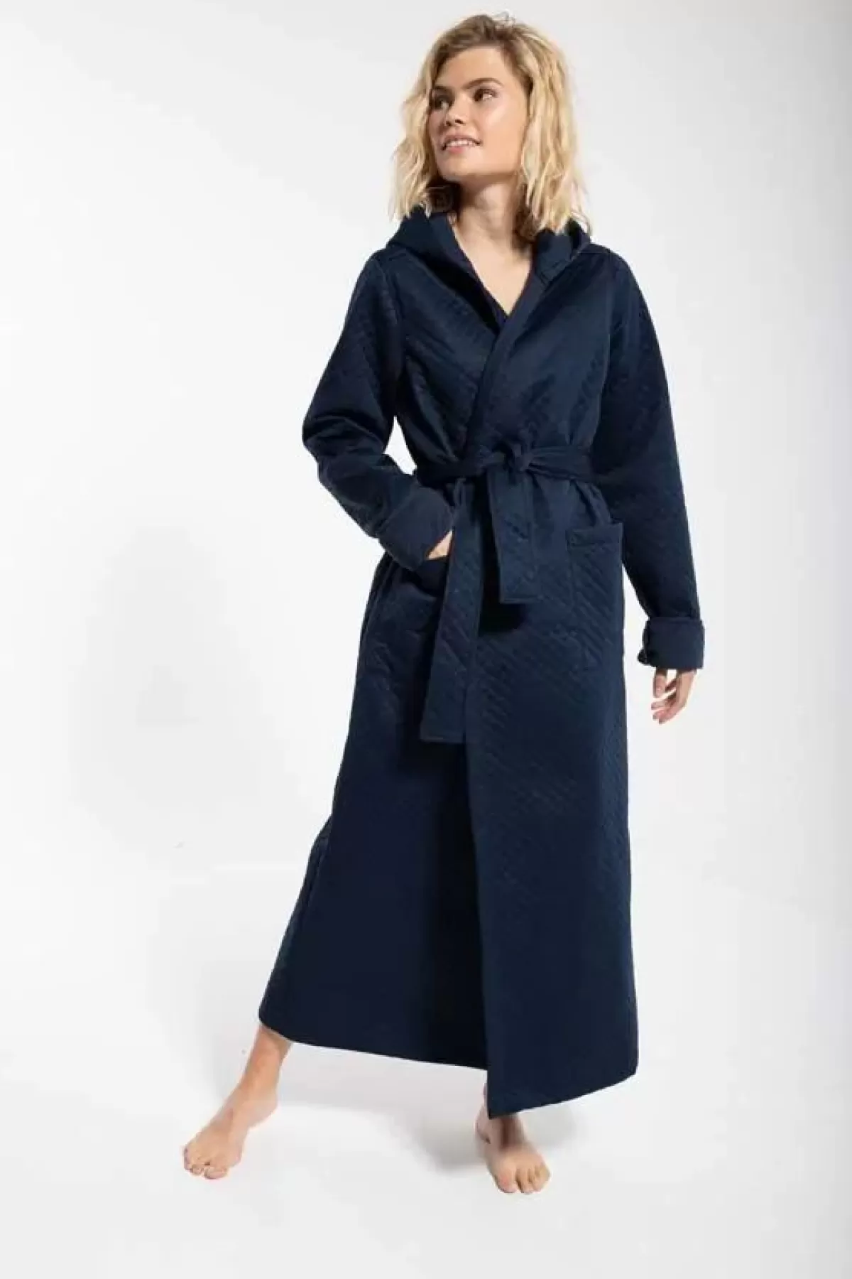 Veste Elegante Dan Viking con Cappuccio - Blu Notte Opaco per Donna