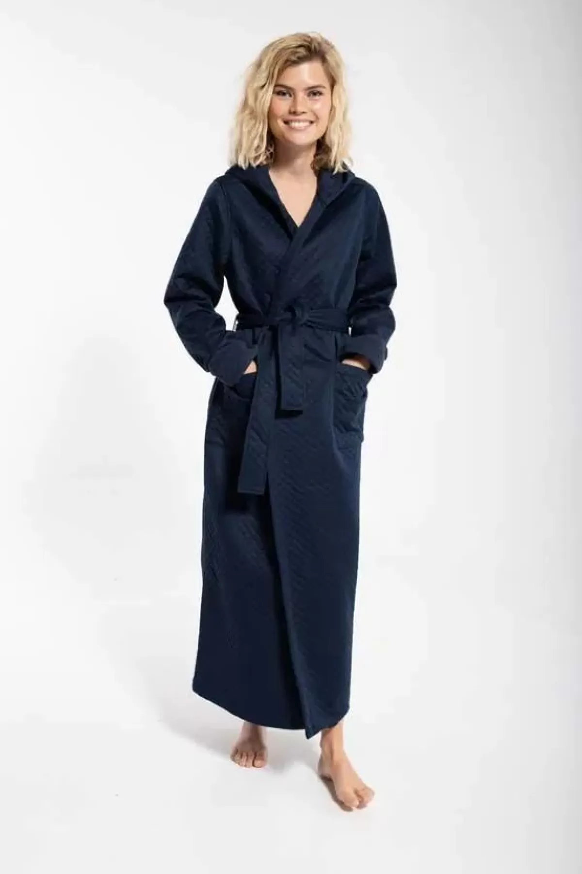 Veste Elegante Dan Viking con Cappuccio - Blu Notte Opaco per Donna
