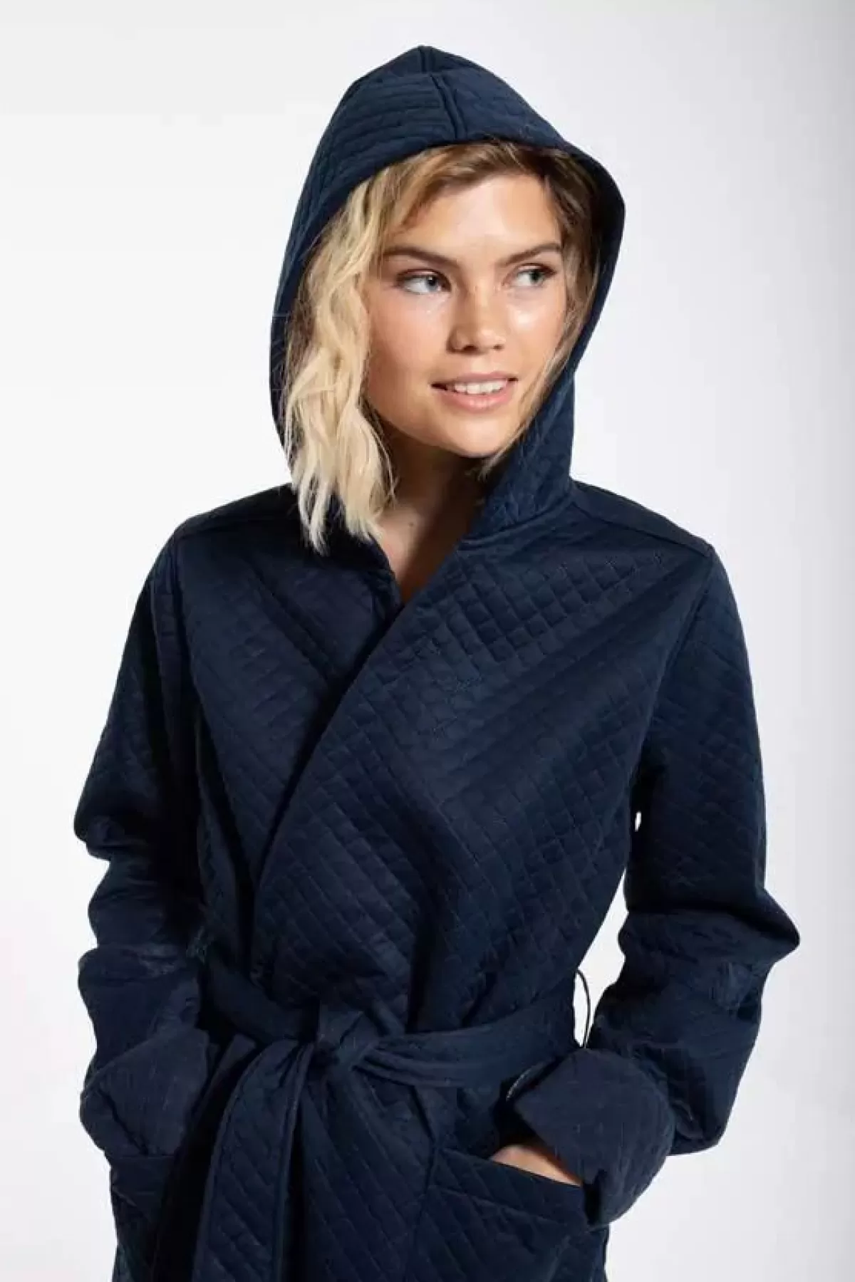 Veste Elegante Dan Viking con Cappuccio - Blu Notte Opaco per Donna