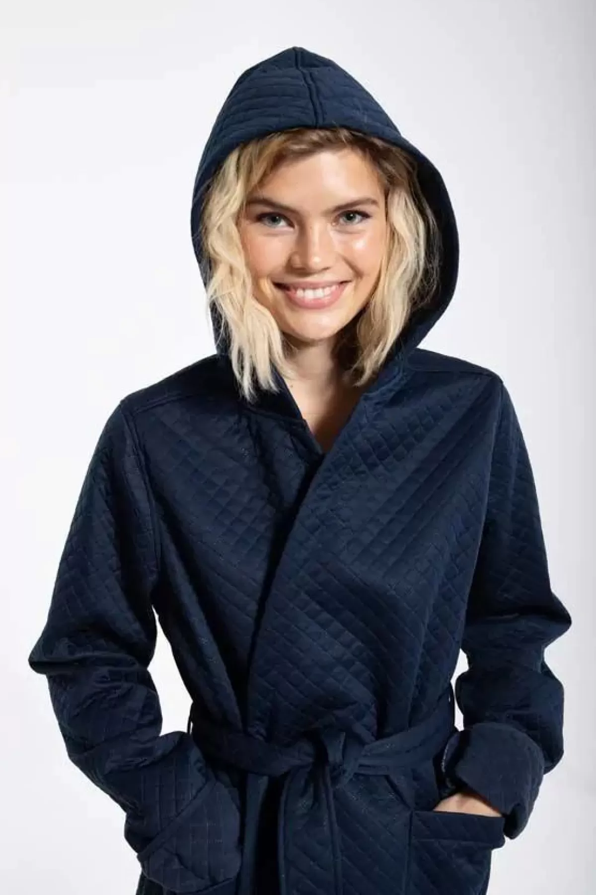 Veste Elegante Dan Viking con Cappuccio - Blu Notte Opaco per Donna