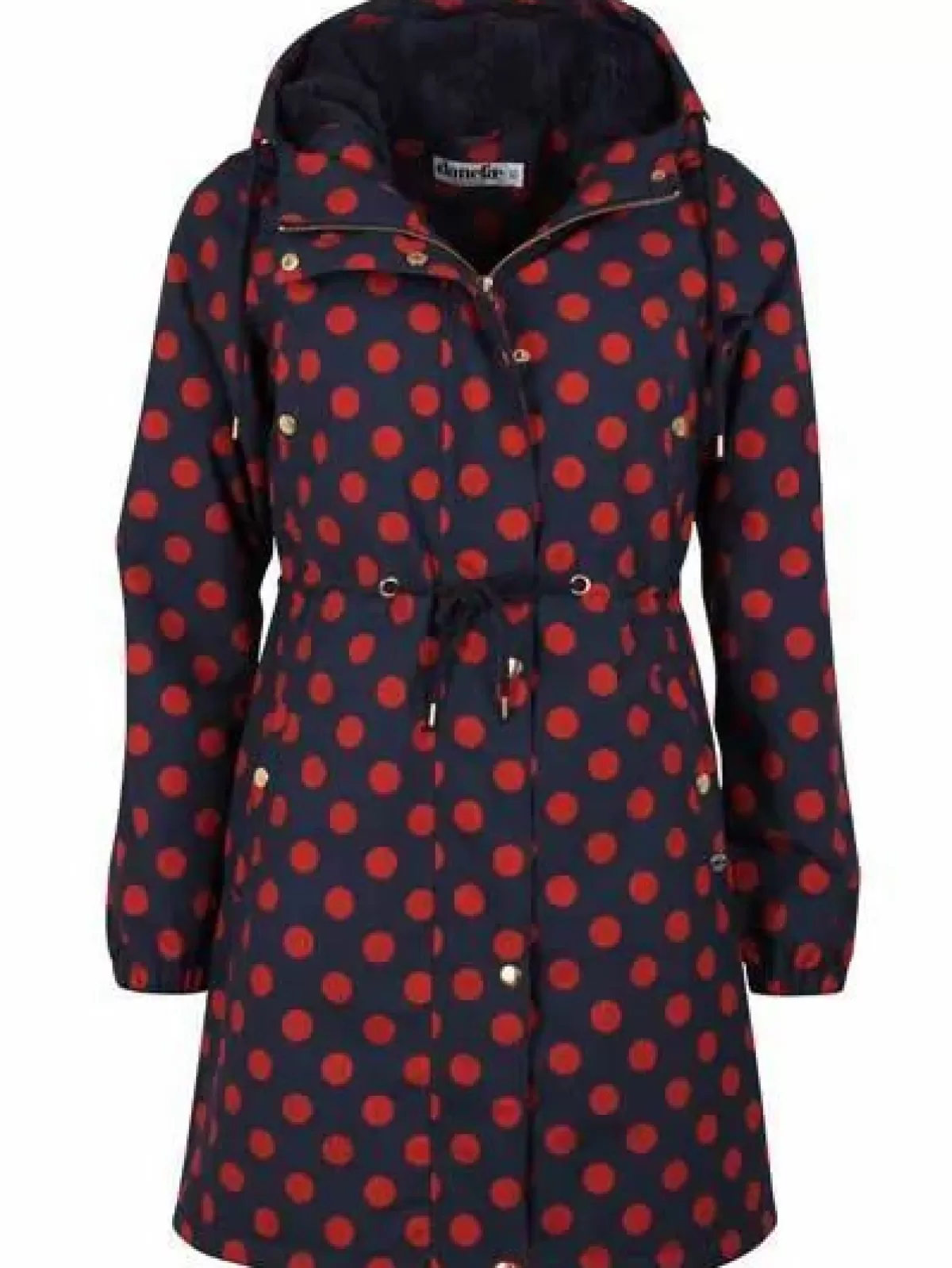 Danflora Giacca Termica Invernale per Donna - Design con Motivo a Pallini in Blu Navy e Ruggine Scuro