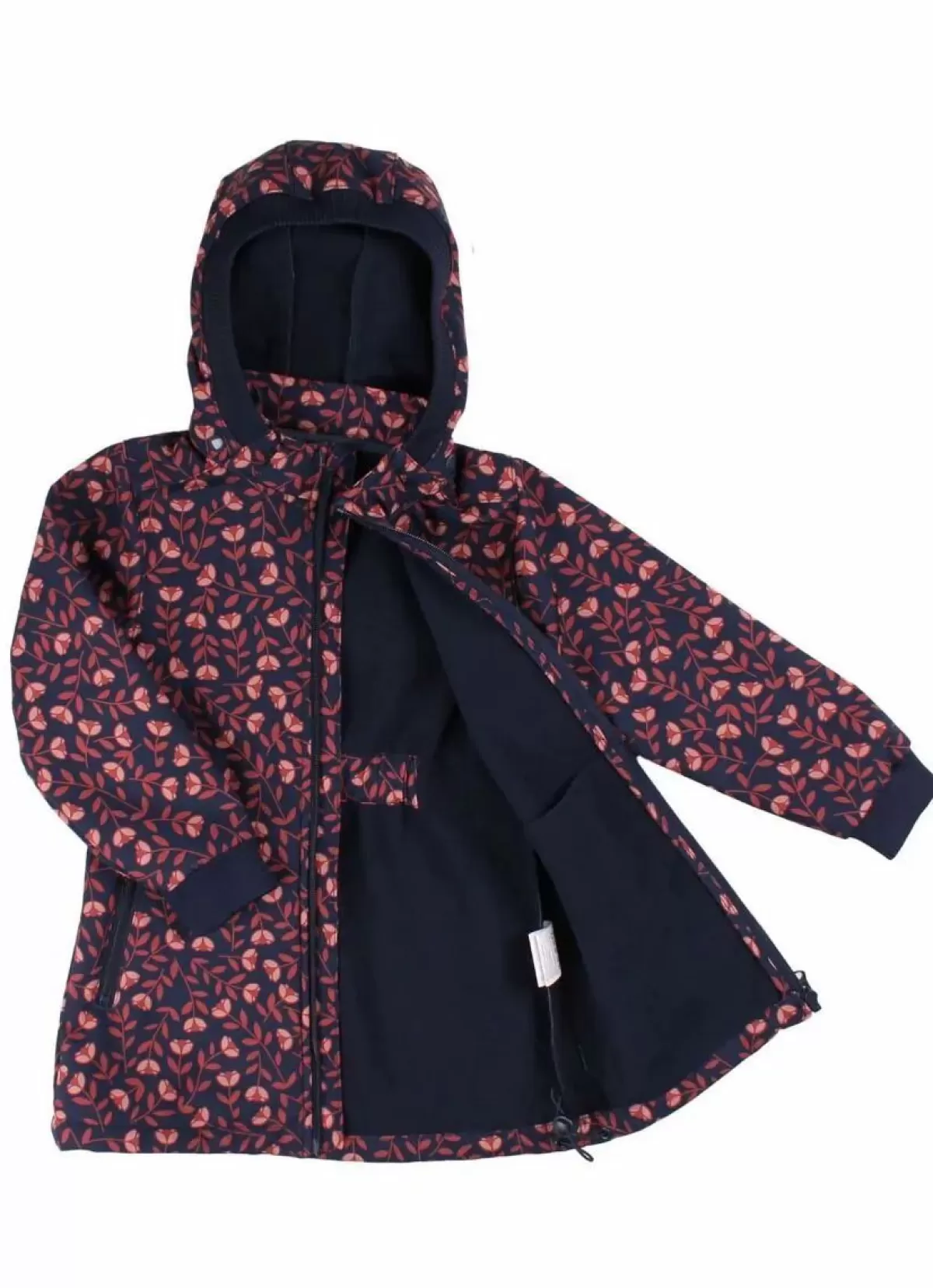 Giacca Softshell Impermeabile per Bambini Børn Danefæ - Modello Danolivia in Blu Navy, Rosa Antico e Ruggine con Motivo Floreale con Ricami Eleganti