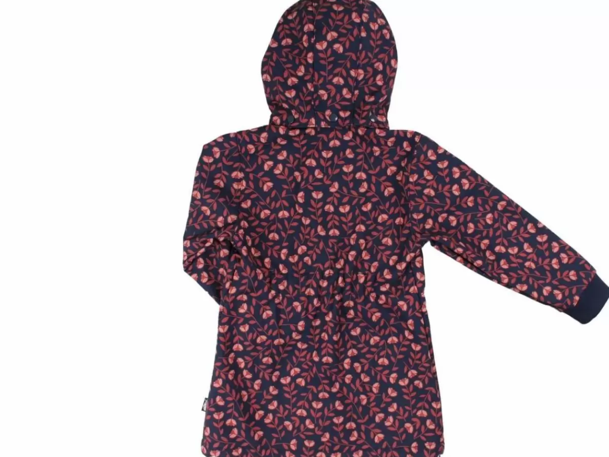 Giacca Softshell Impermeabile per Bambini Børn Danefæ - Modello Danolivia in Blu Navy, Rosa Antico e Ruggine con Motivo Floreale con Ricami Eleganti