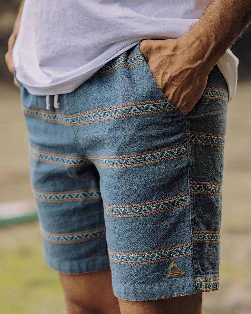 Floris van Bommel Pantaloncini Estivi in Cotone Organico Jacquard - Modello Drifter con Tessitura Artigianale