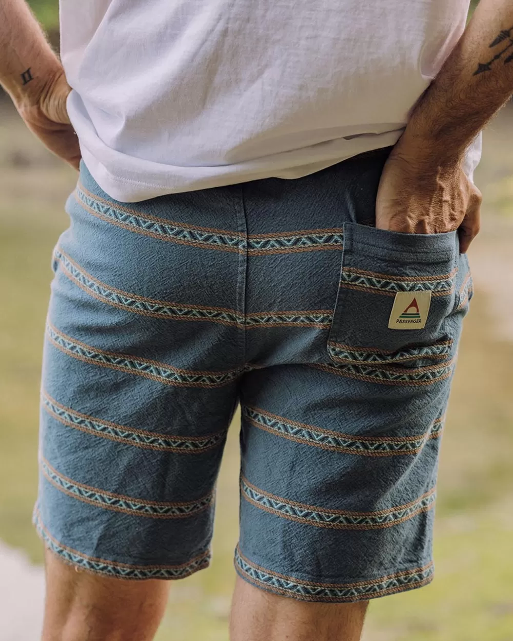 Floris van Bommel Pantaloncini Estivi in Cotone Organico Jacquard - Modello Drifter con Tessitura Artigianale