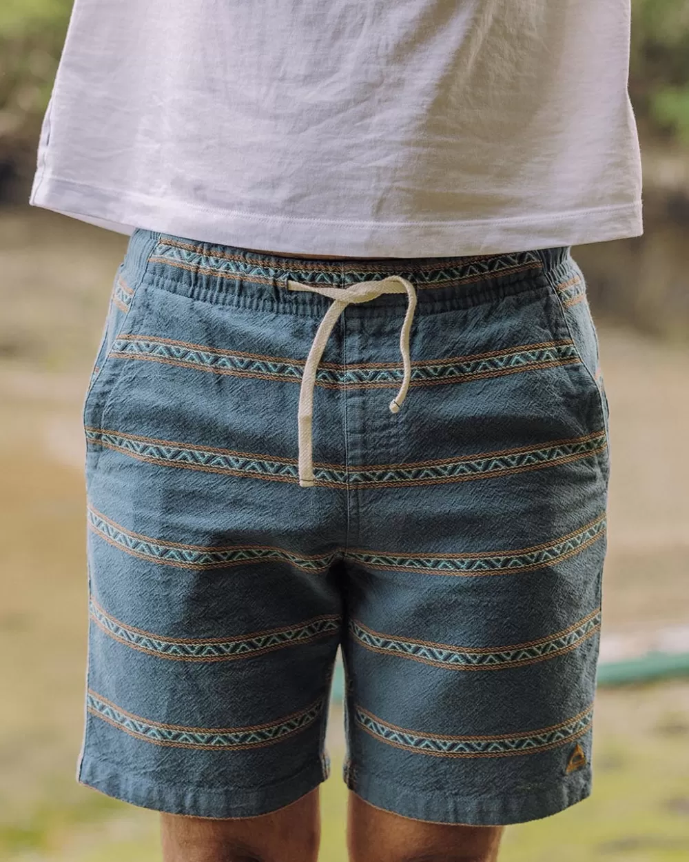 Floris van Bommel Pantaloncini Estivi in Cotone Organico Jacquard - Modello Drifter con Tessitura Artigianale