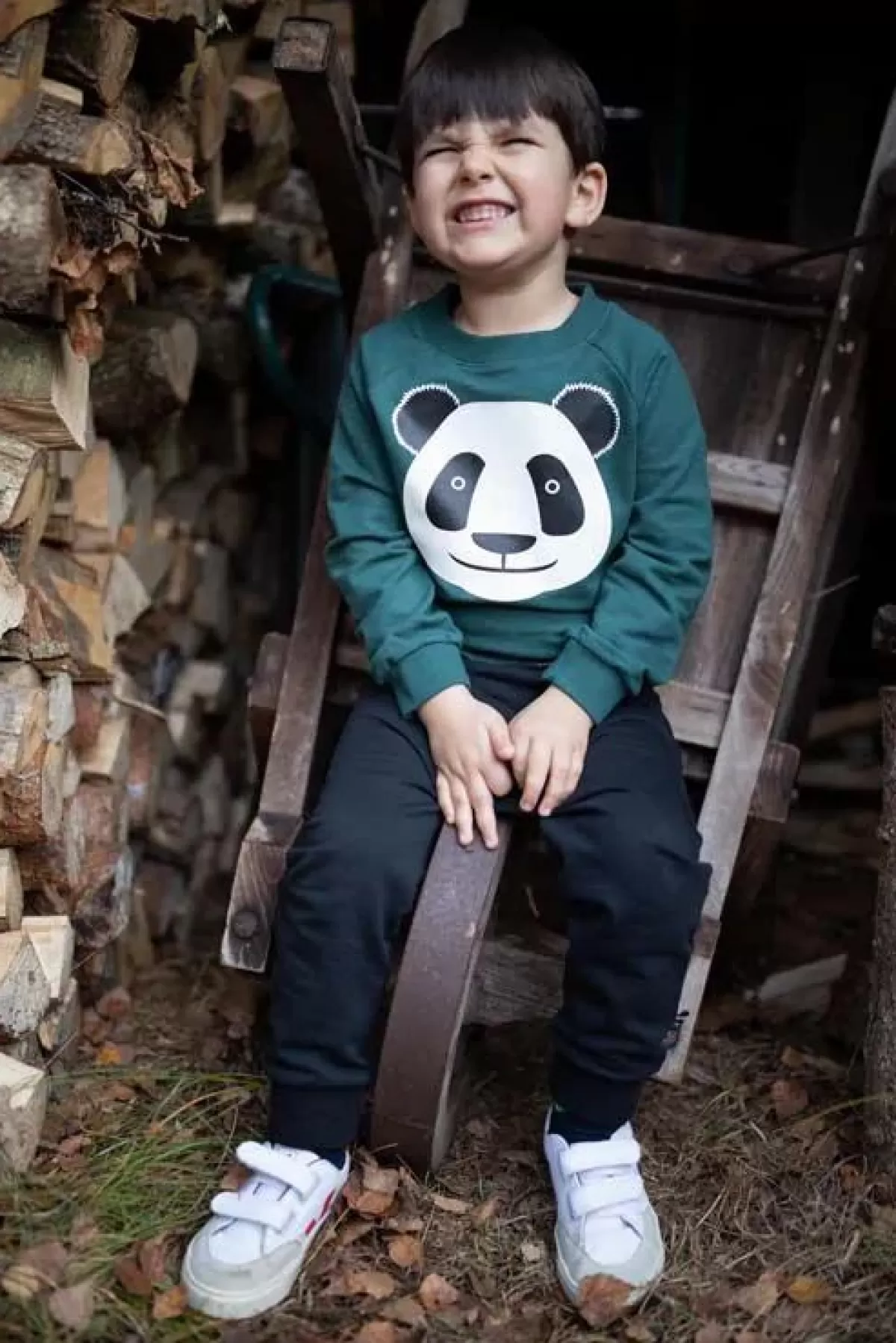 Felpa con Cappuccio Grigio Animaletti Bambini - Design Esclusivo Panda e Anatra Danefæ