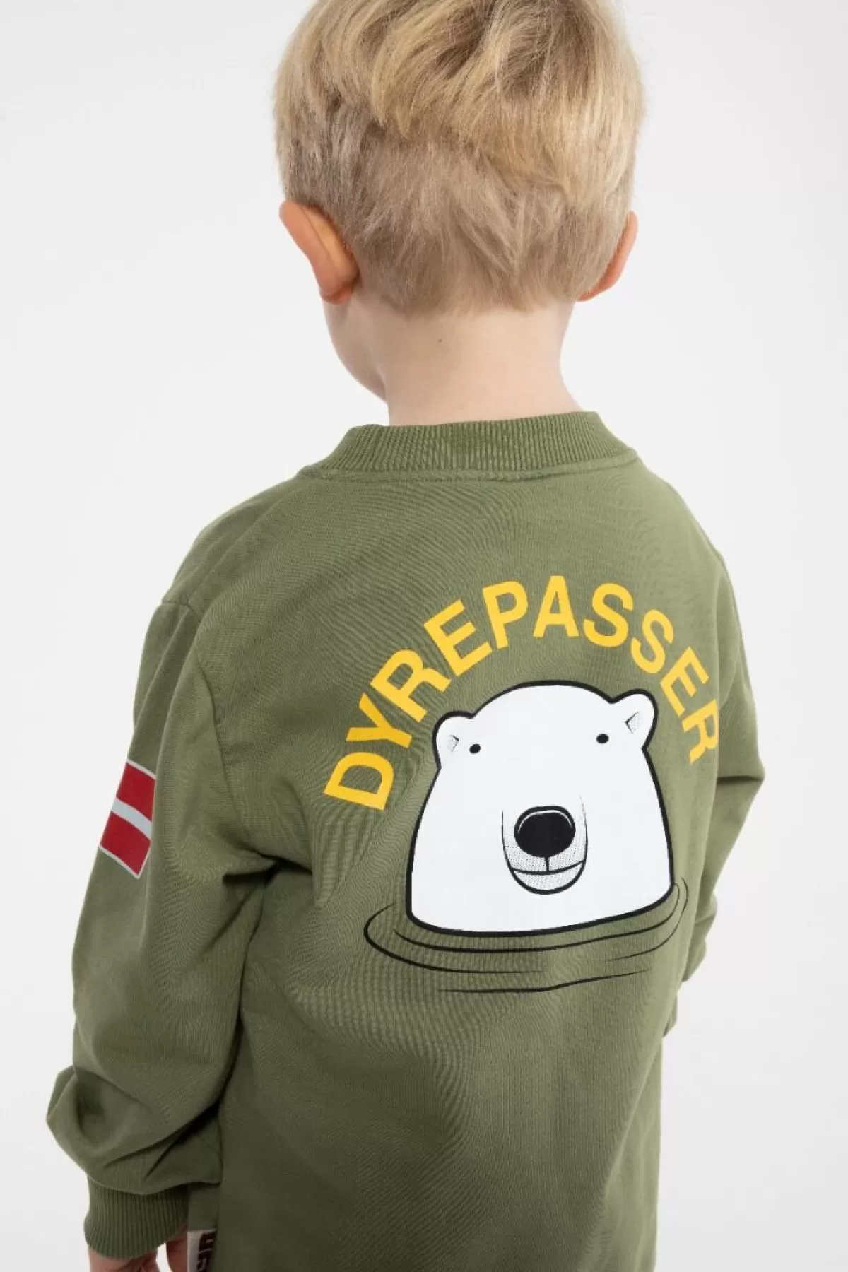 Danefæ Custode Animali - Felpa Verde Salvia con Design di Orso Polare, Grandi Taglie