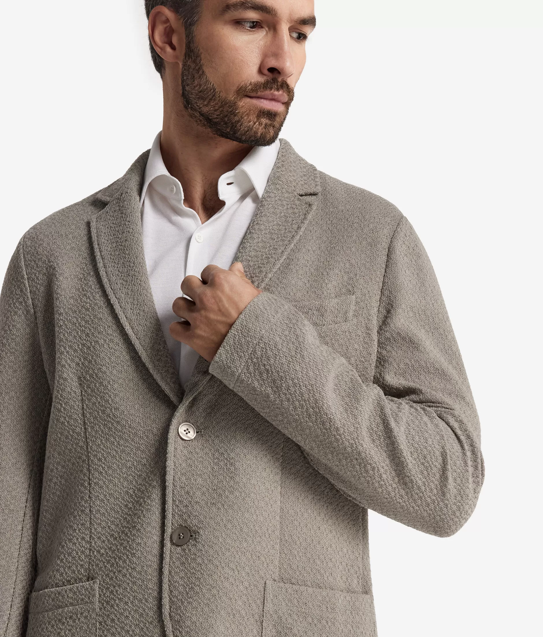 Falconeri Giacca in Maglina di Lana con Effetto Embossato Elegante - Marrone Sabbia, Modello 9053