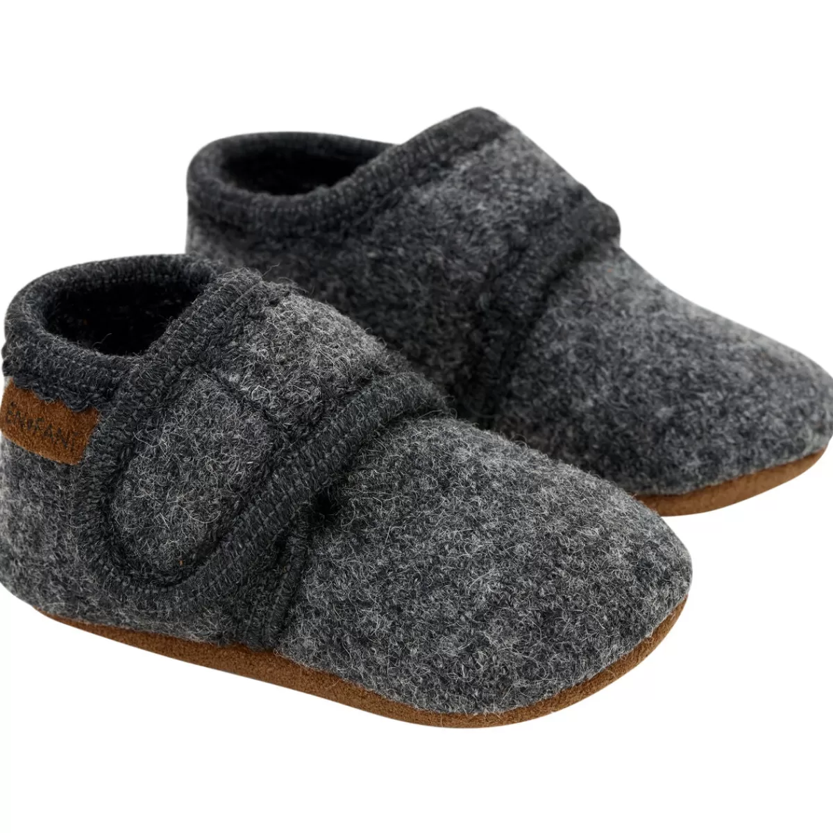 Scarpe Antiscivolo Neonato in Lana Merino Danefae Enfant - Grigio Antracite, Morbide e Calde Perfette per Inverno