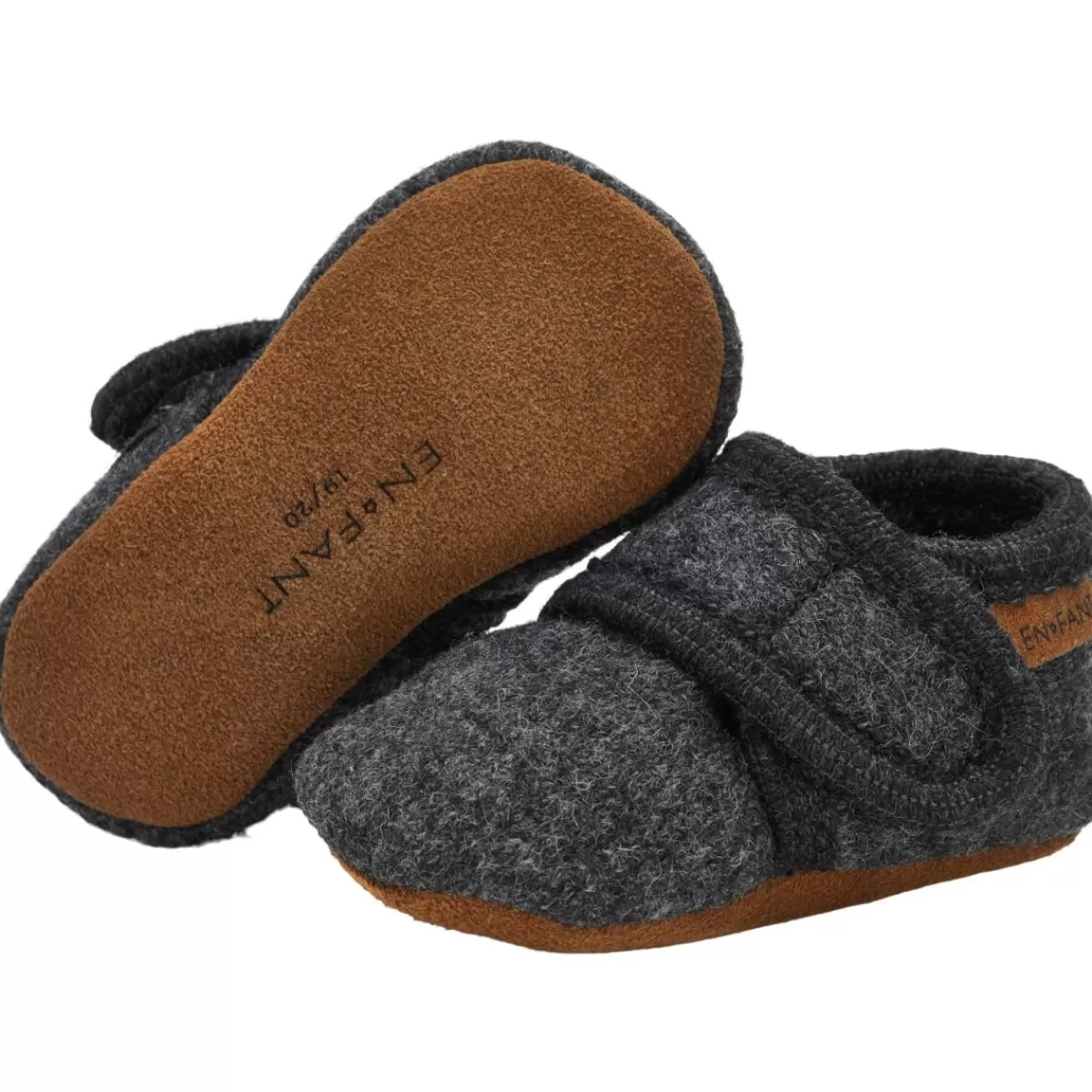 Scarpe Antiscivolo Neonato in Lana Merino Danefae Enfant - Grigio Antracite, Morbide e Calde Perfette per Inverno