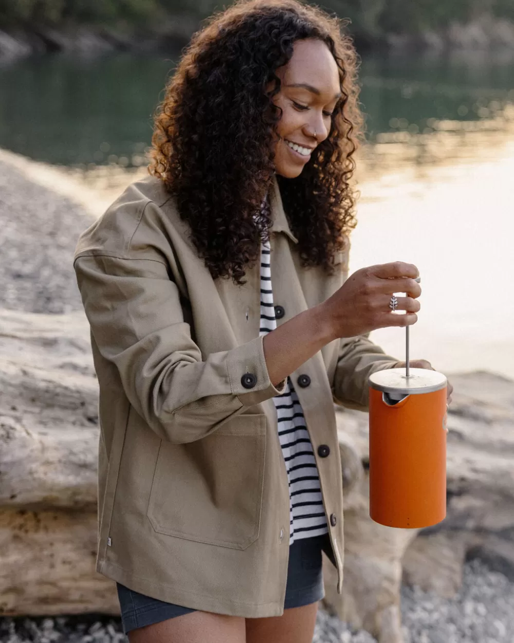 Giubotto Oversize in Cotone Organico Verde Foresta per Donna - Stile Passeggero con Taglio Comodo
