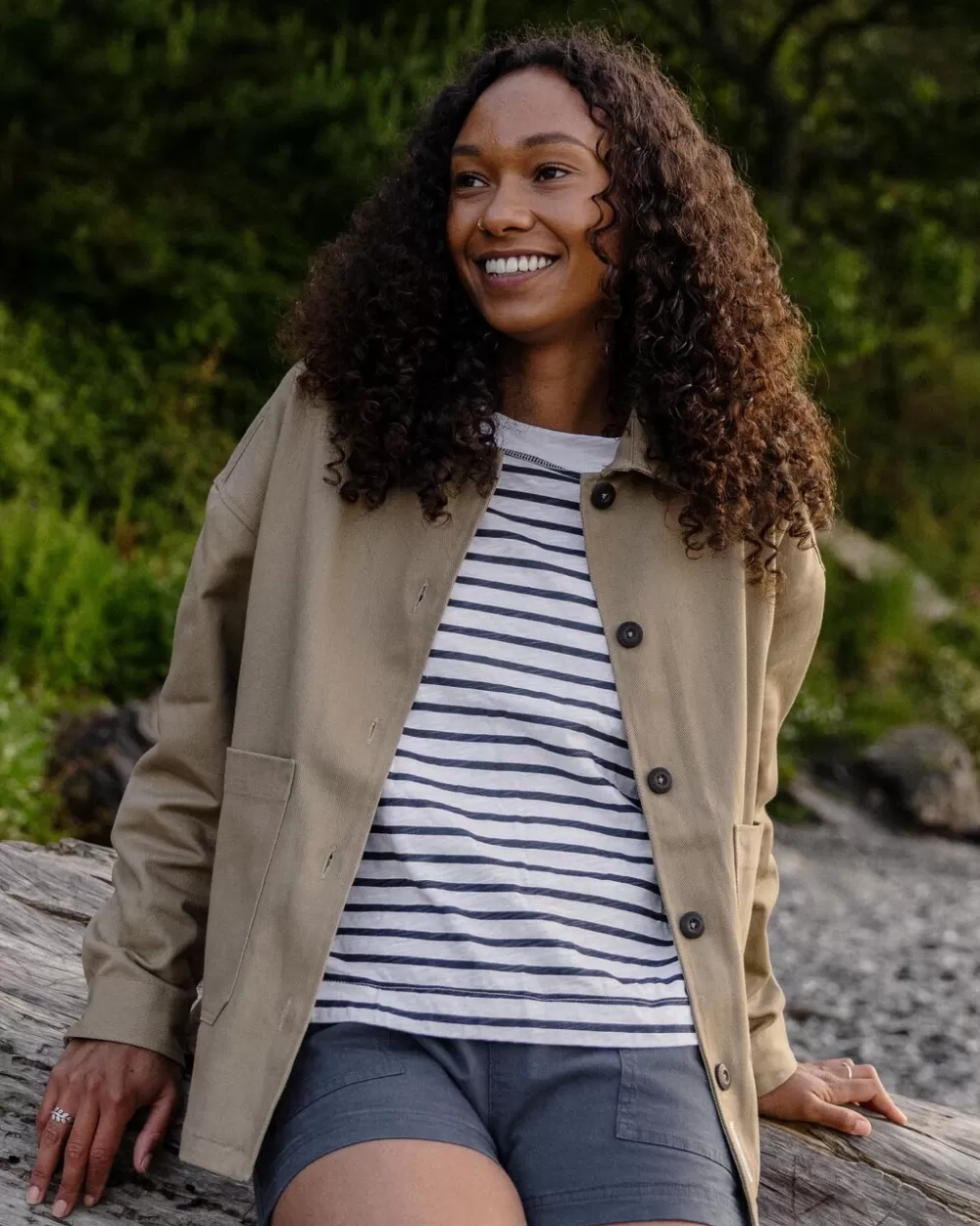Giubotto Oversize in Cotone Organico Verde Foresta per Donna - Stile Passeggero con Taglio Comodo